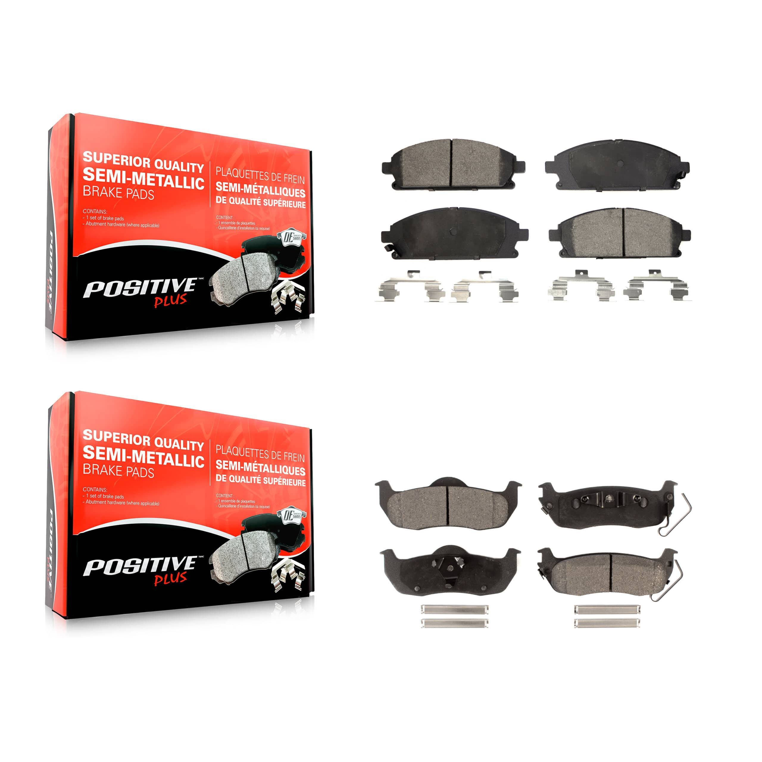 Positive Plus - KPF-100390 - Front and Rear Disc Brake Pad Kits