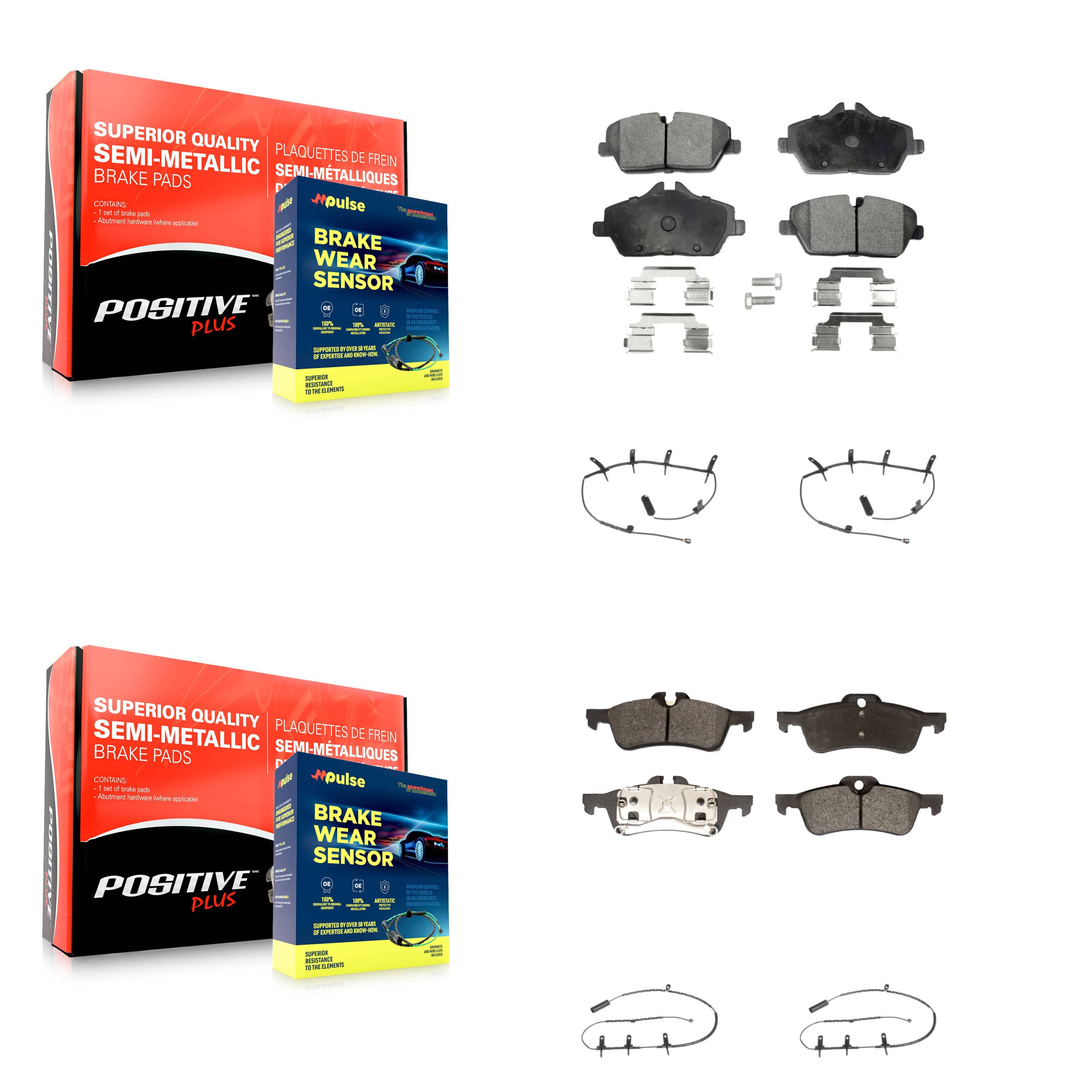 Positive Plus - KPW-100224 - Front and Rear Disc Brake Pad Kits