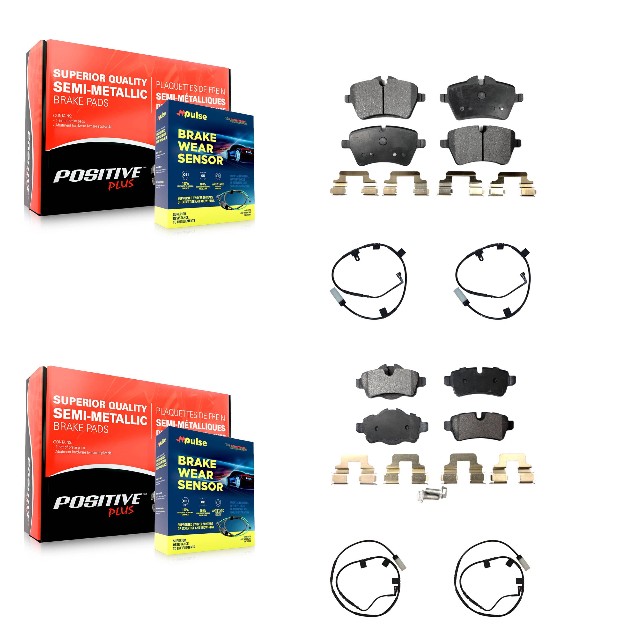 Positive Plus - KPW-100226 - Front and Rear Disc Brake Pad Kits