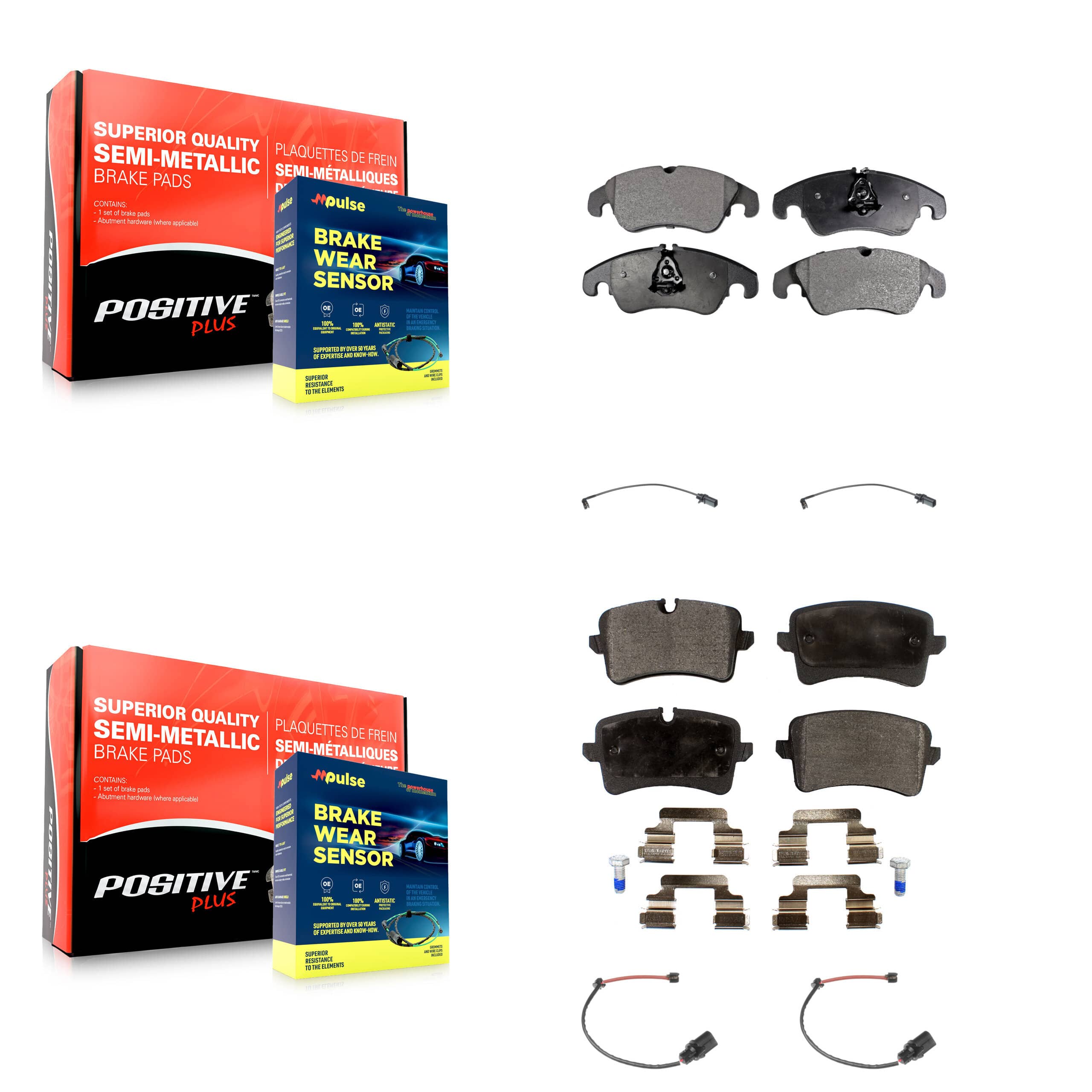 Positive Plus - KPW-100228 - Front and Rear Disc Brake Pad Kits