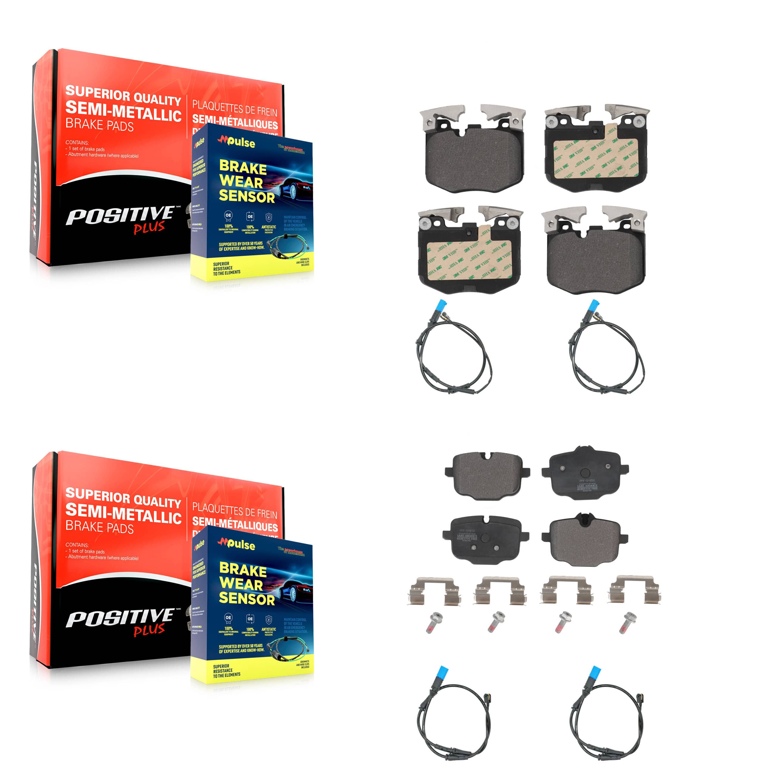 Positive Plus - KPW-100282 - Front and Rear Disc Brake Pad Kits