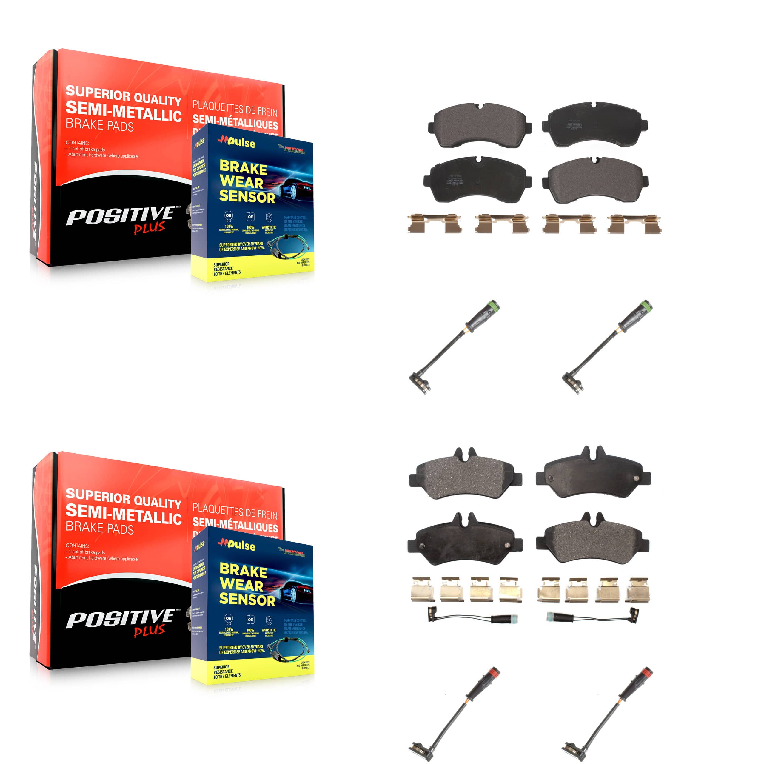 Positive Plus - KPW-100301 - Front and Rear Disc Brake Pad Kits