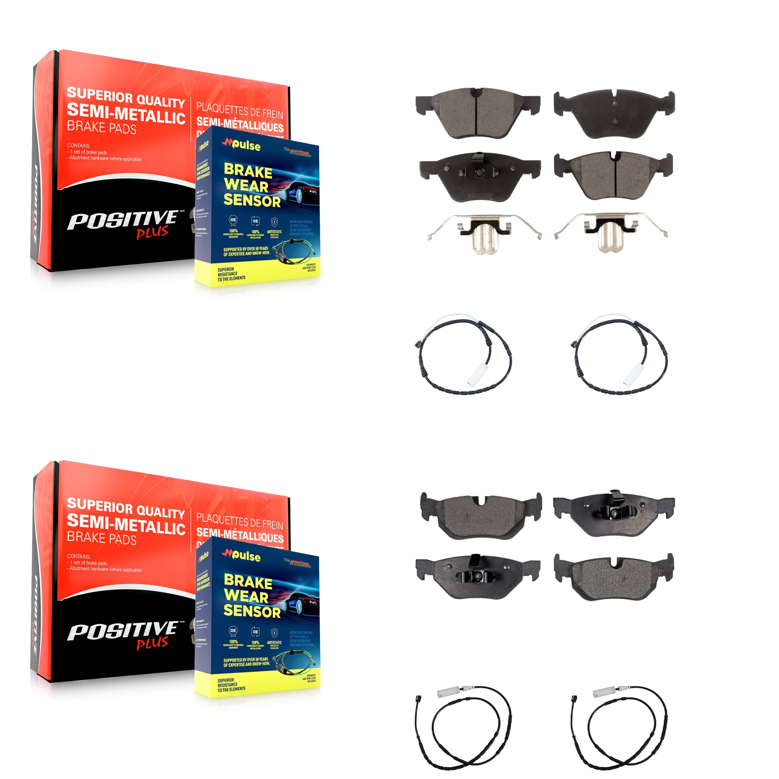 Positive Plus - KPW-100302 - Front and Rear Disc Brake Pad Kits