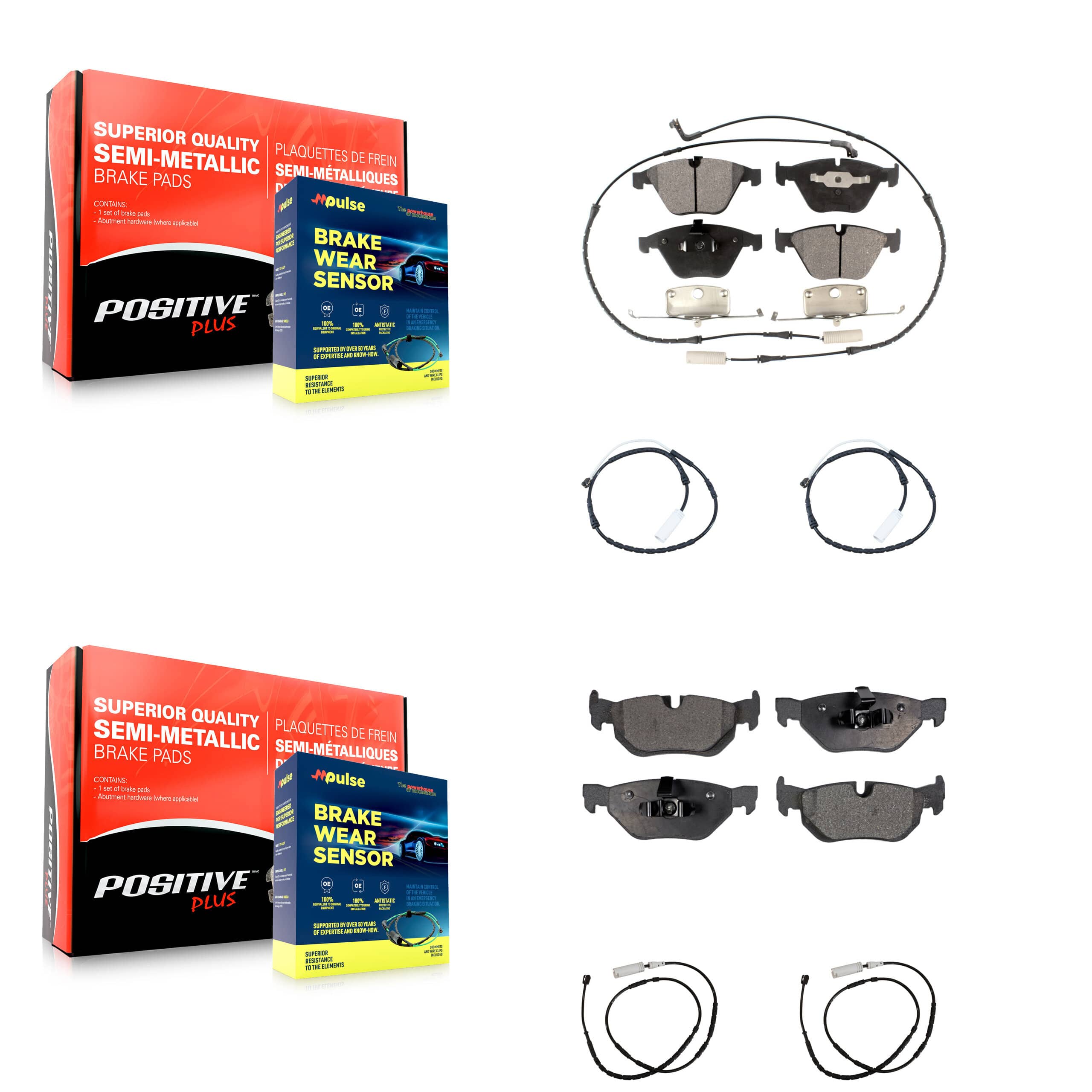 Positive Plus - KPW-100305 - Front and Rear Disc Brake Pad Kits