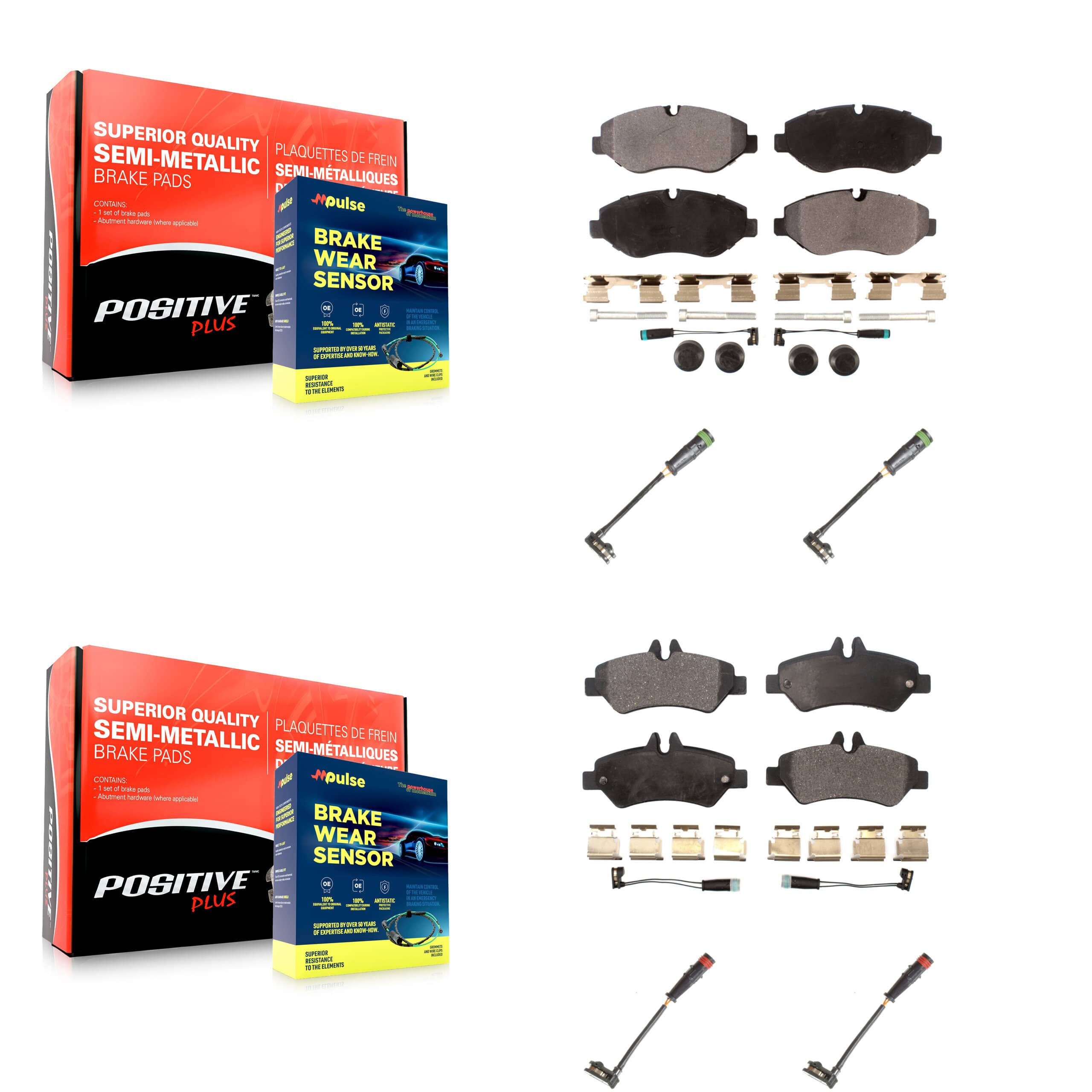 Positive Plus - KPW-100328 - Front and Rear Disc Brake Pad Kits