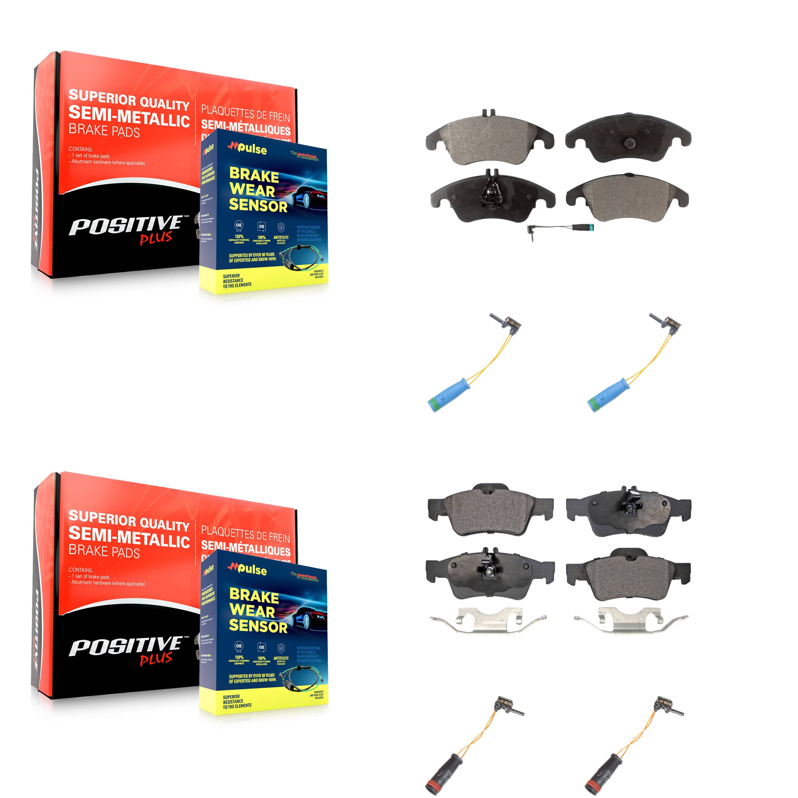 Positive Plus - KPW-100355 - Front and Rear Disc Brake Pad Kits