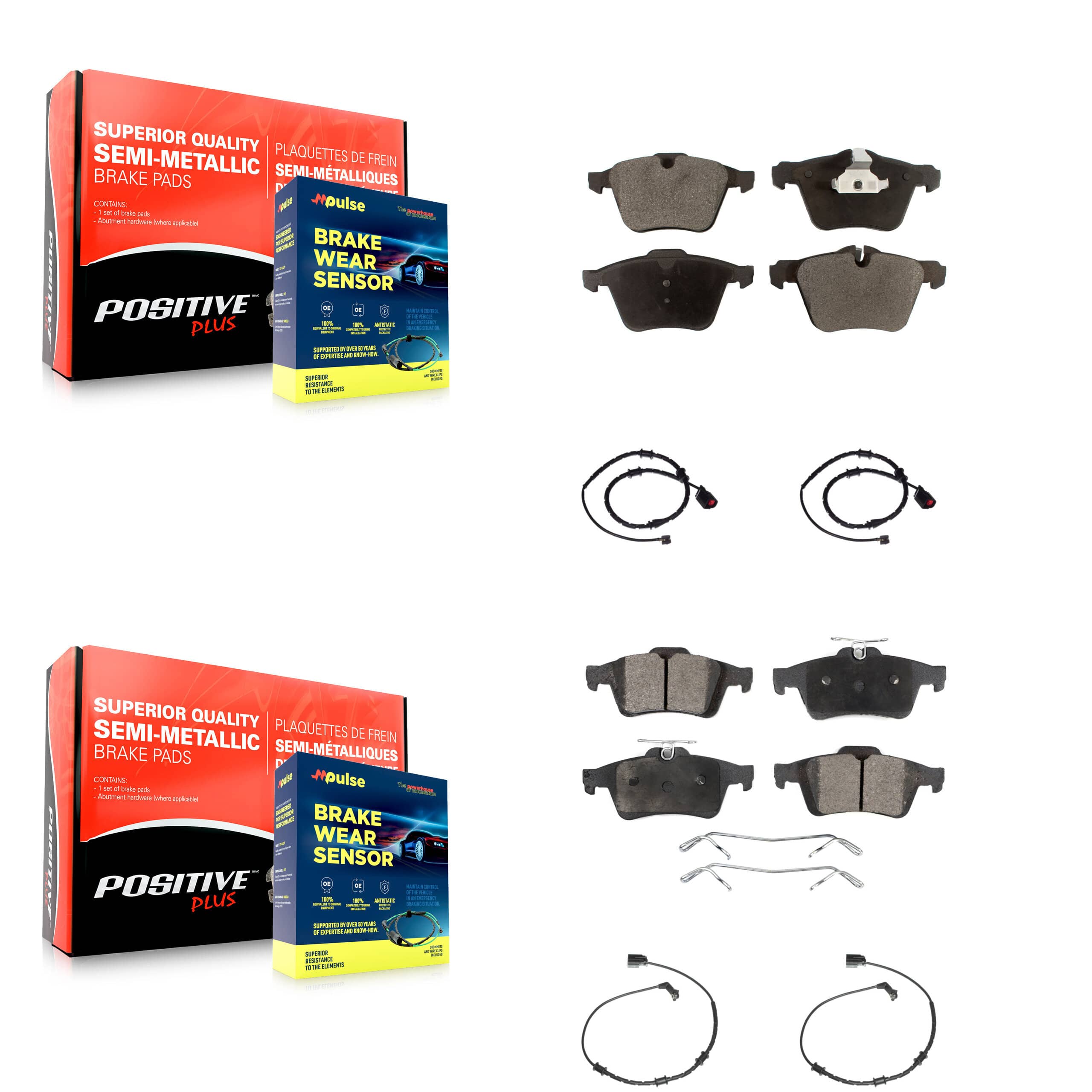 Positive Plus - KPW-100376 - Front and Rear Disc Brake Pad Kits