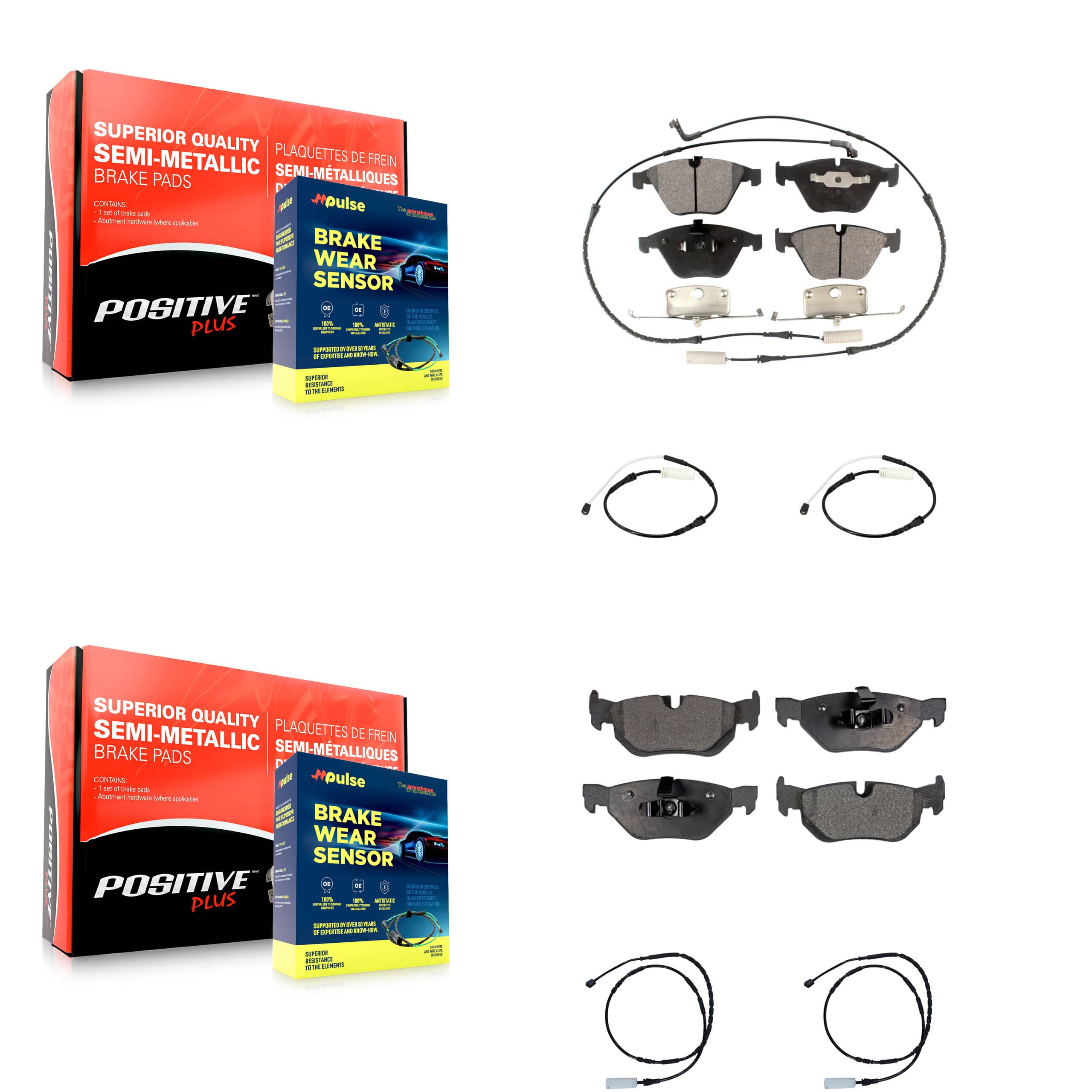 Positive Plus - KPW-100380 - Front and Rear Disc Brake Pad Kits