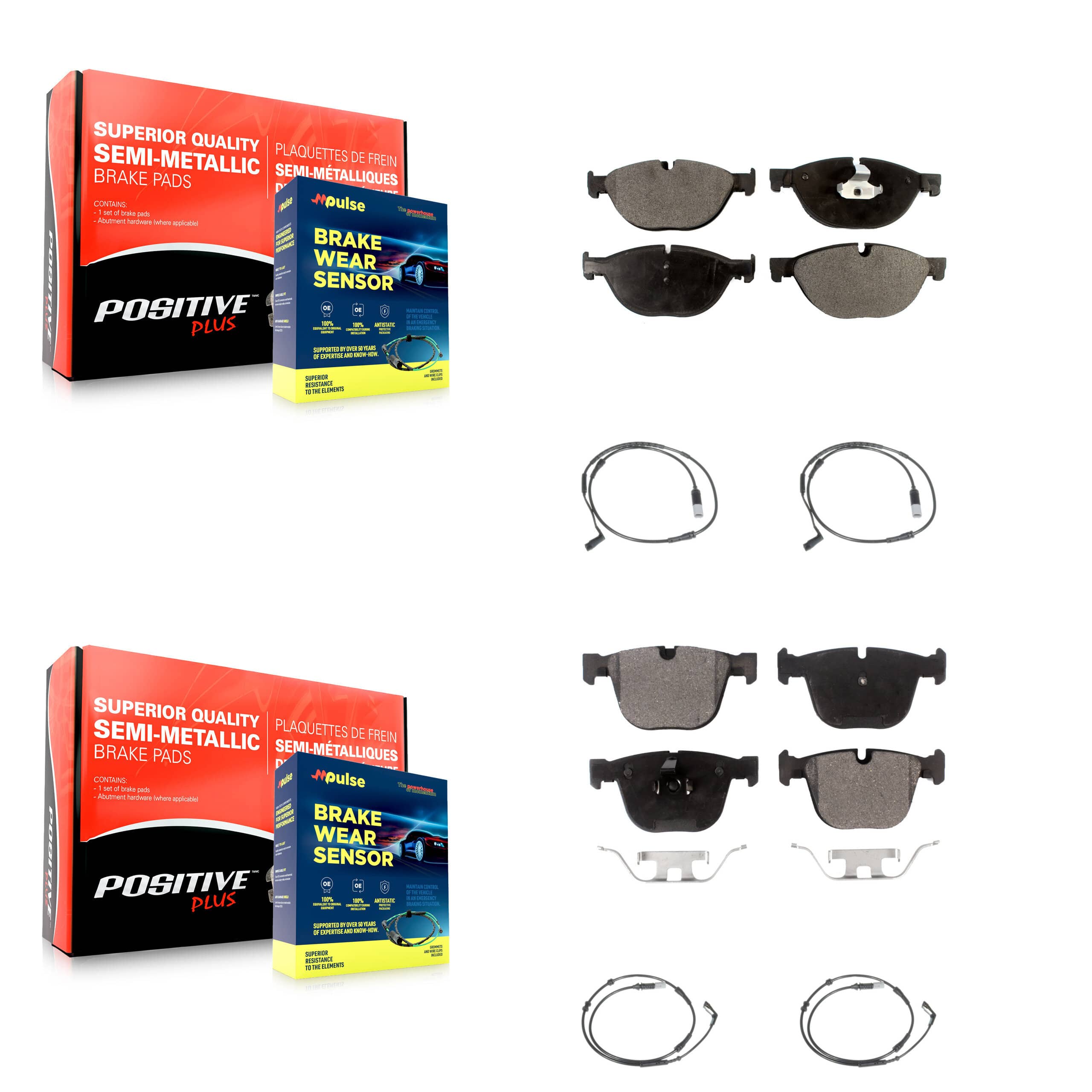 Positive Plus - KPW-100388 - Front and Rear Disc Brake Pad Kits