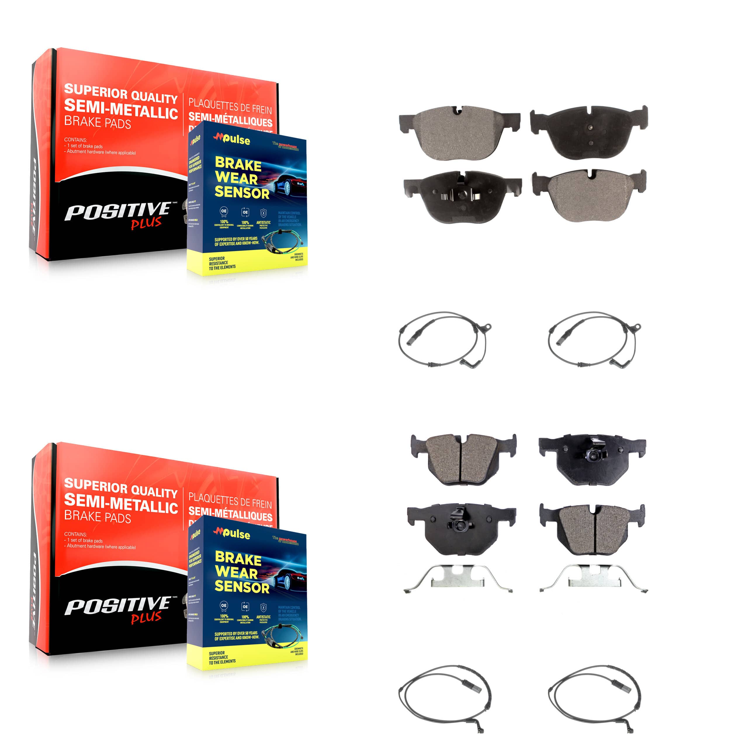 Positive Plus - KPW-100399 - Front and Rear Disc Brake Pad Kits
