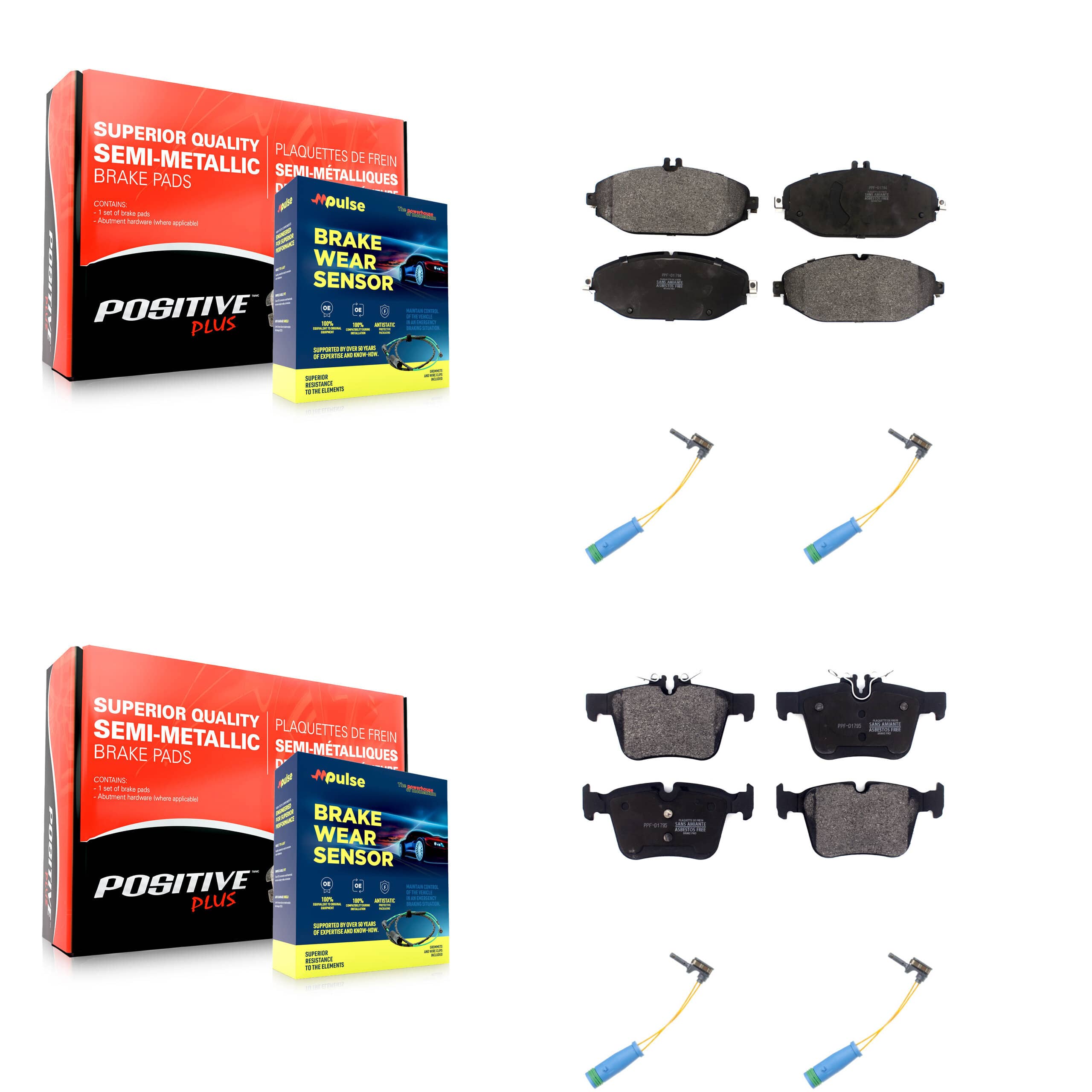 Positive Plus - KPW-100404 - Front and Rear Disc Brake Pad Kits