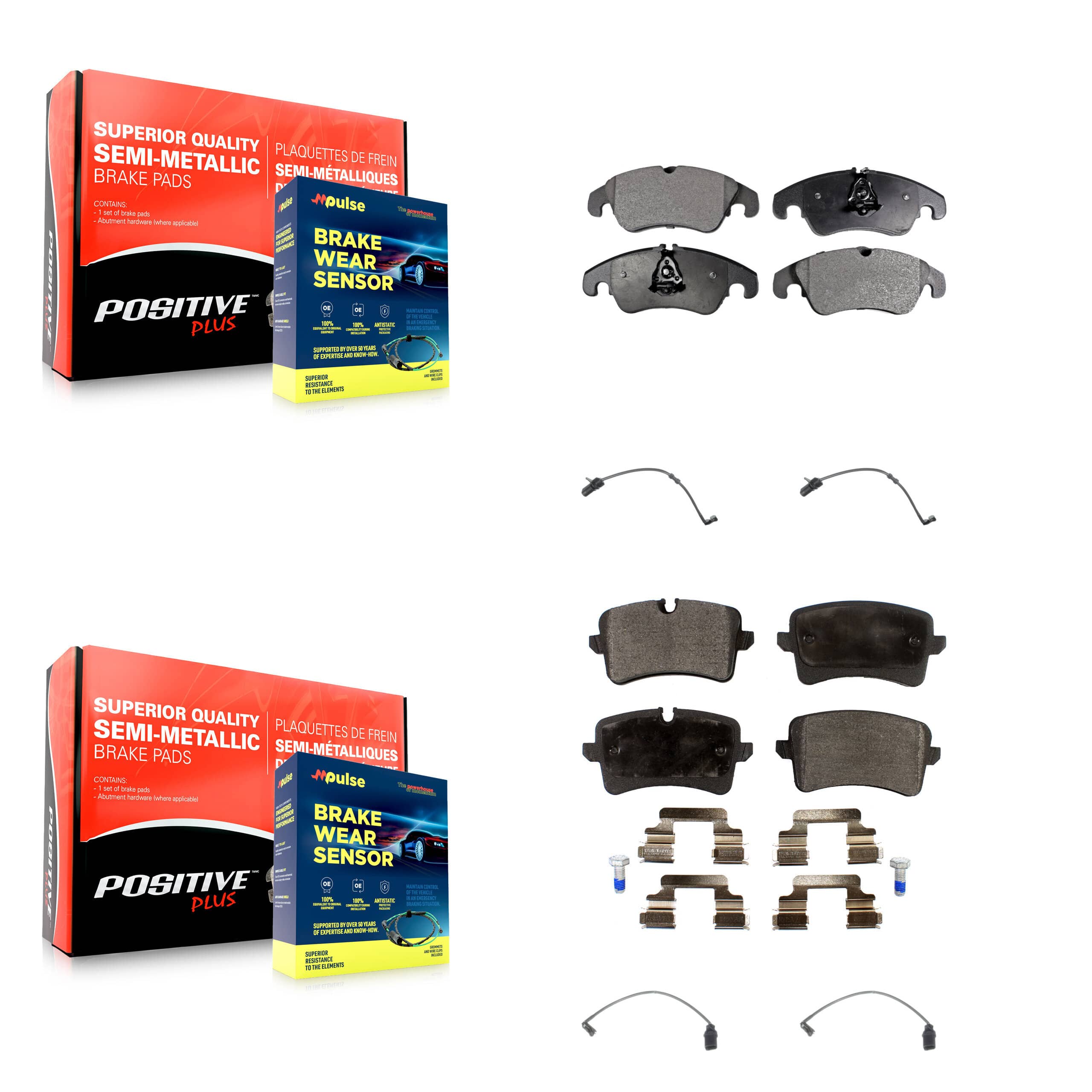 Positive Plus - KPW-100408 - Front and Rear Disc Brake Pad Kits