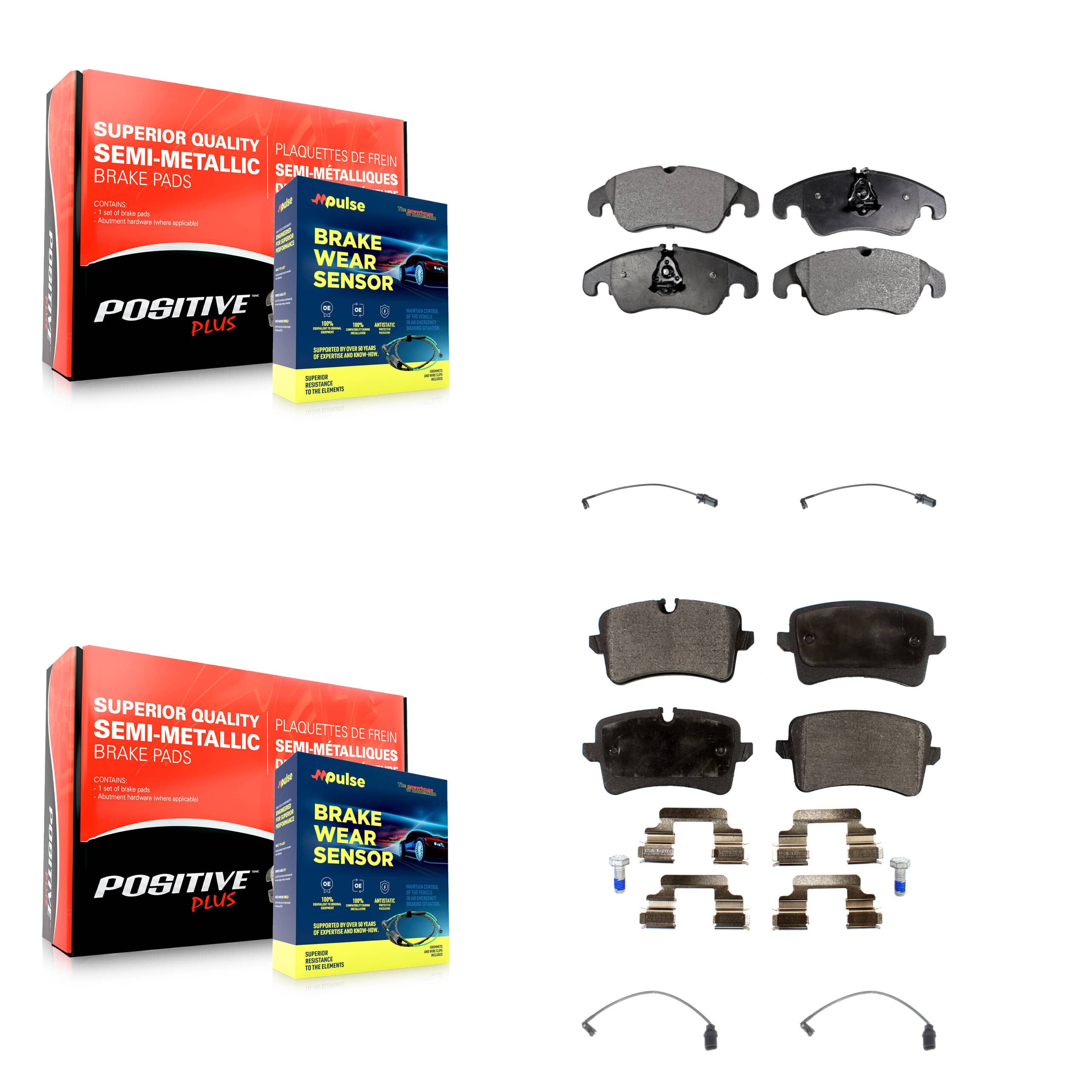 Positive Plus - KPW-100409 - Front and Rear Disc Brake Pad Kits