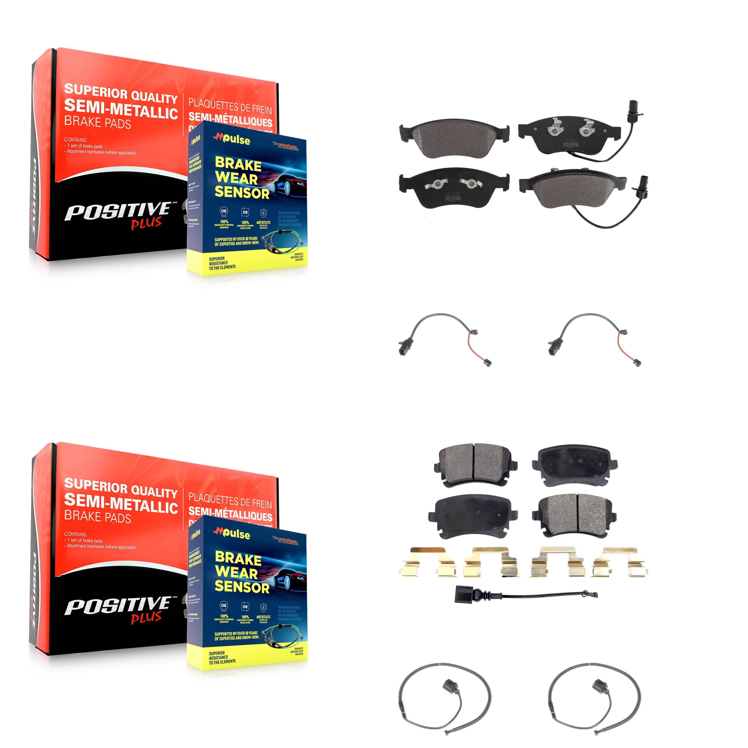 Positive Plus - KPW-100413 - Front and Rear Disc Brake Pad Kits