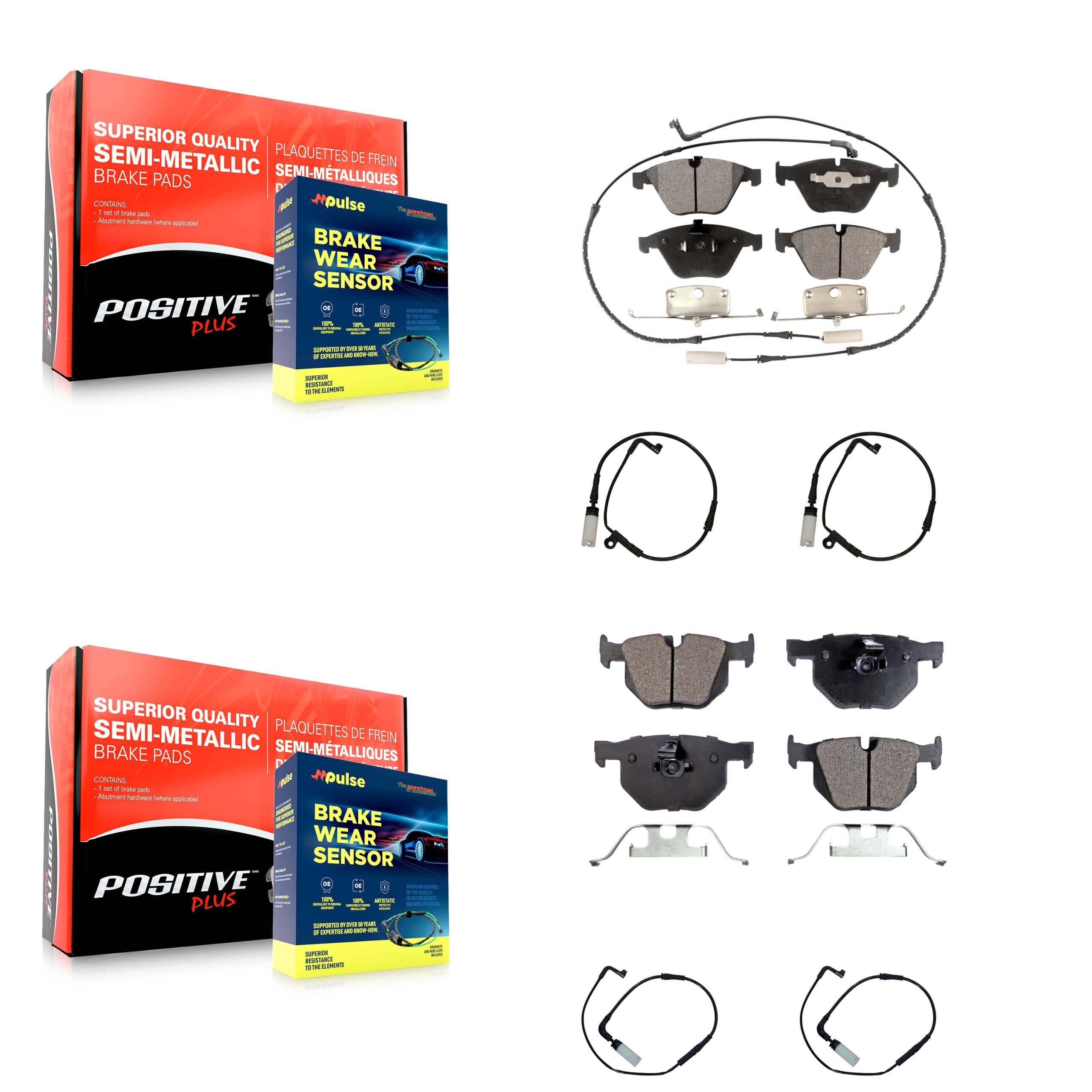 Positive Plus - KPW-100415 - Front and Rear Disc Brake Pad Kits