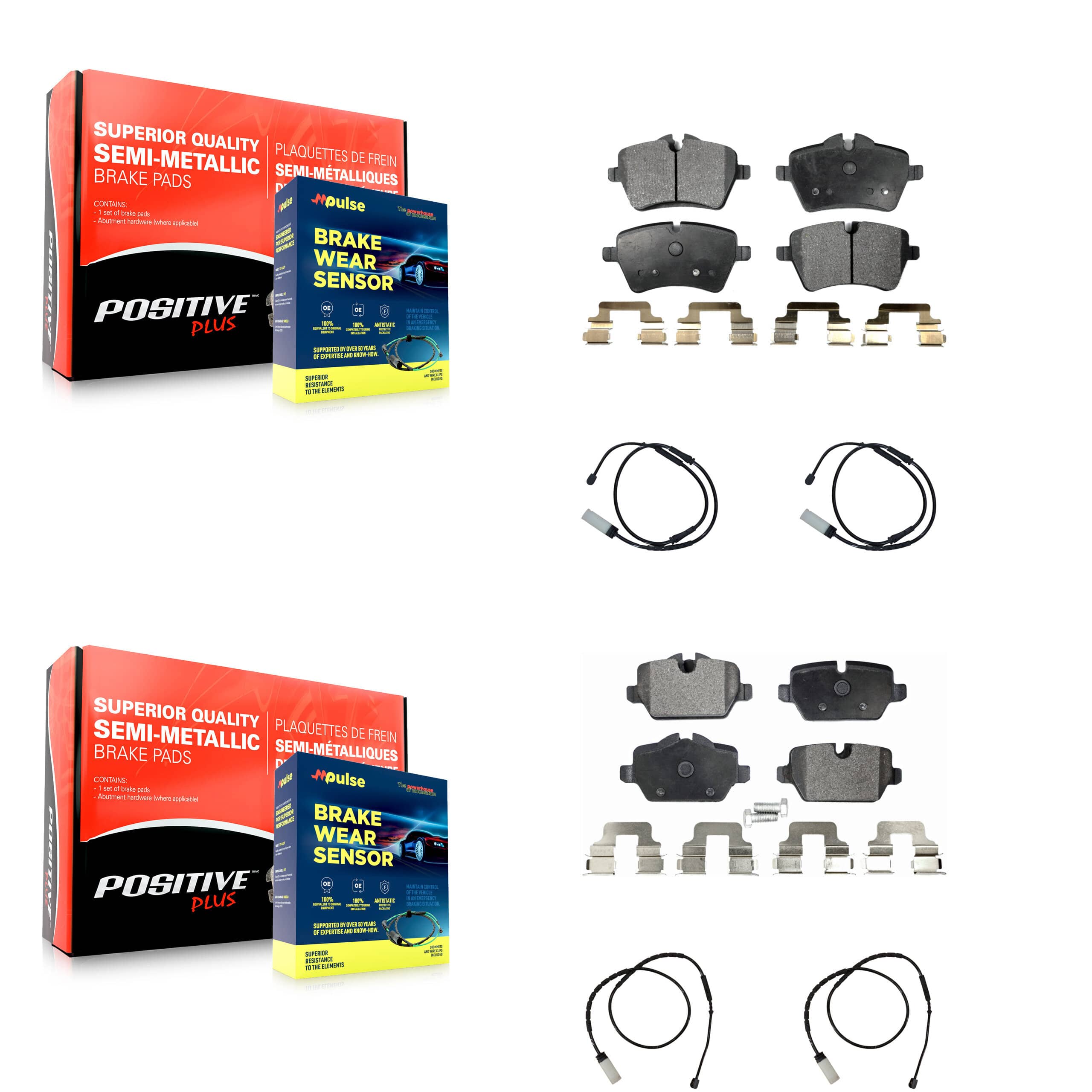 Positive Plus - KPW-100419 - Front and Rear Disc Brake Pad Kits