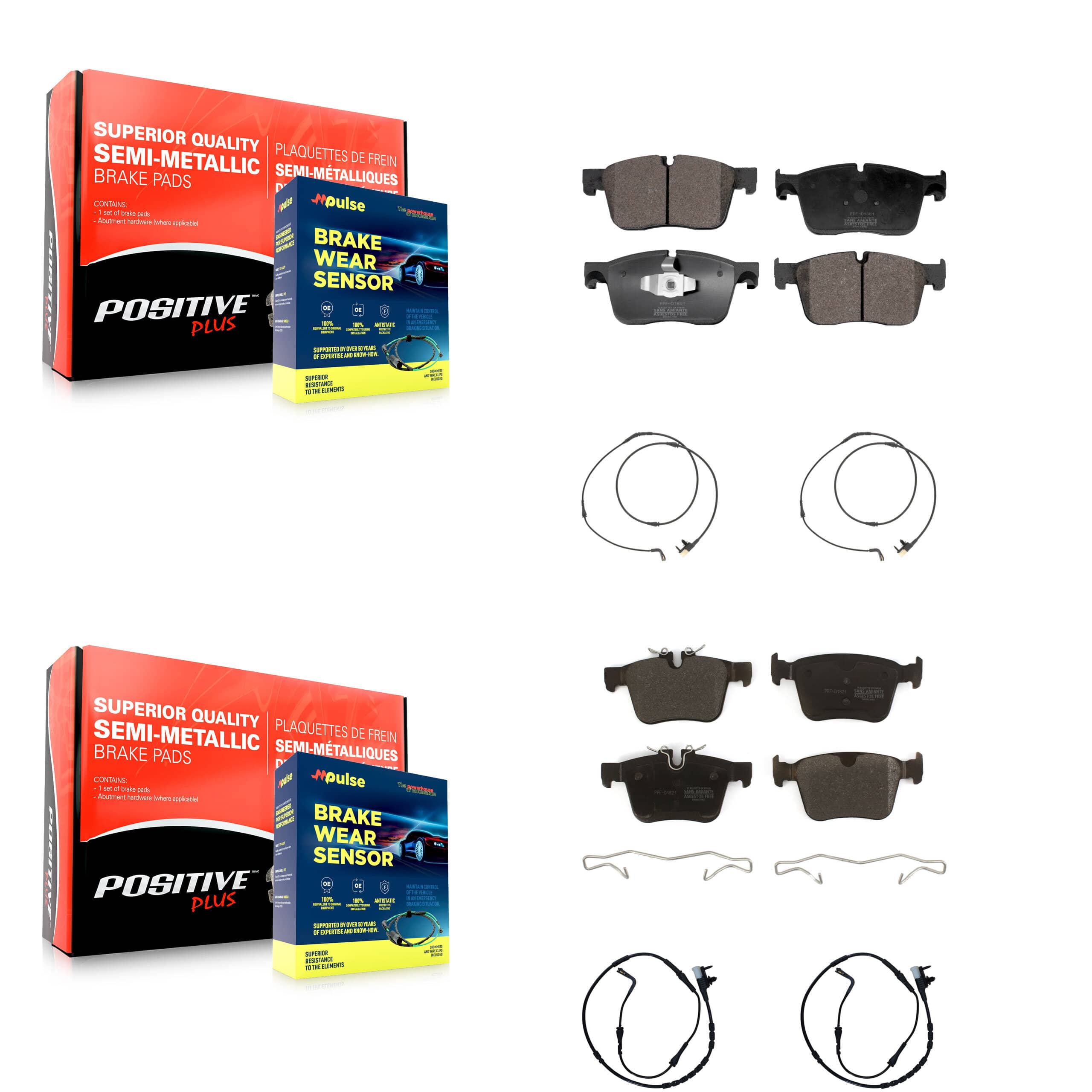 Positive Plus - KPW-101345 - Front and Rear Disc Brake Pad Kits