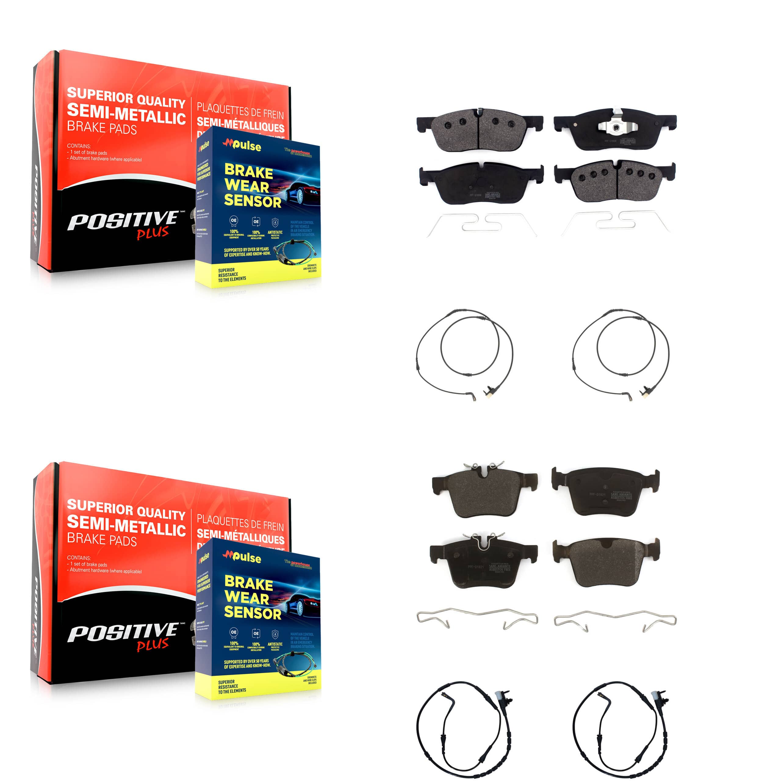 Positive Plus - KPW-101346 - Front and Rear Disc Brake Pad Kits