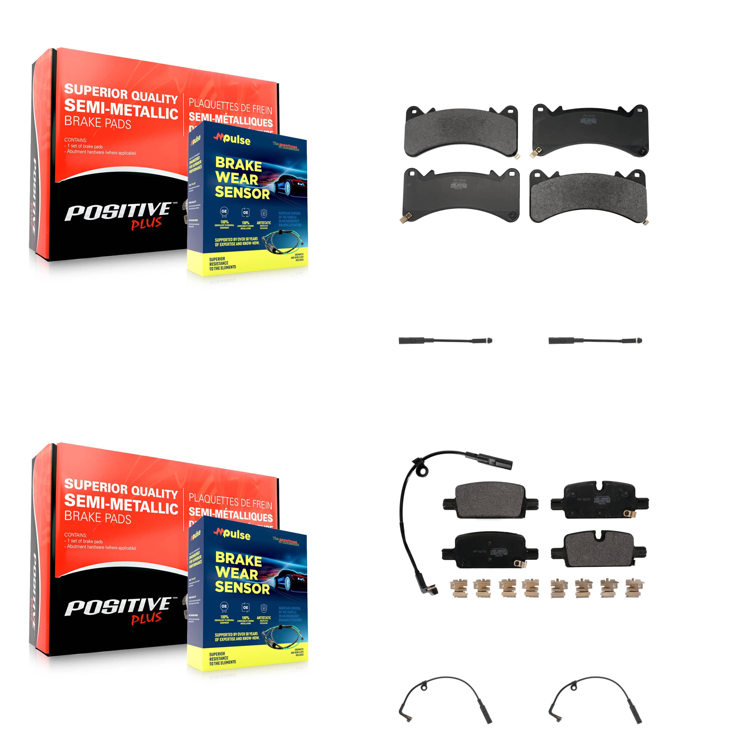 Positive Plus - KPW-101488 - Front and Rear Disc Brake Pad Kits