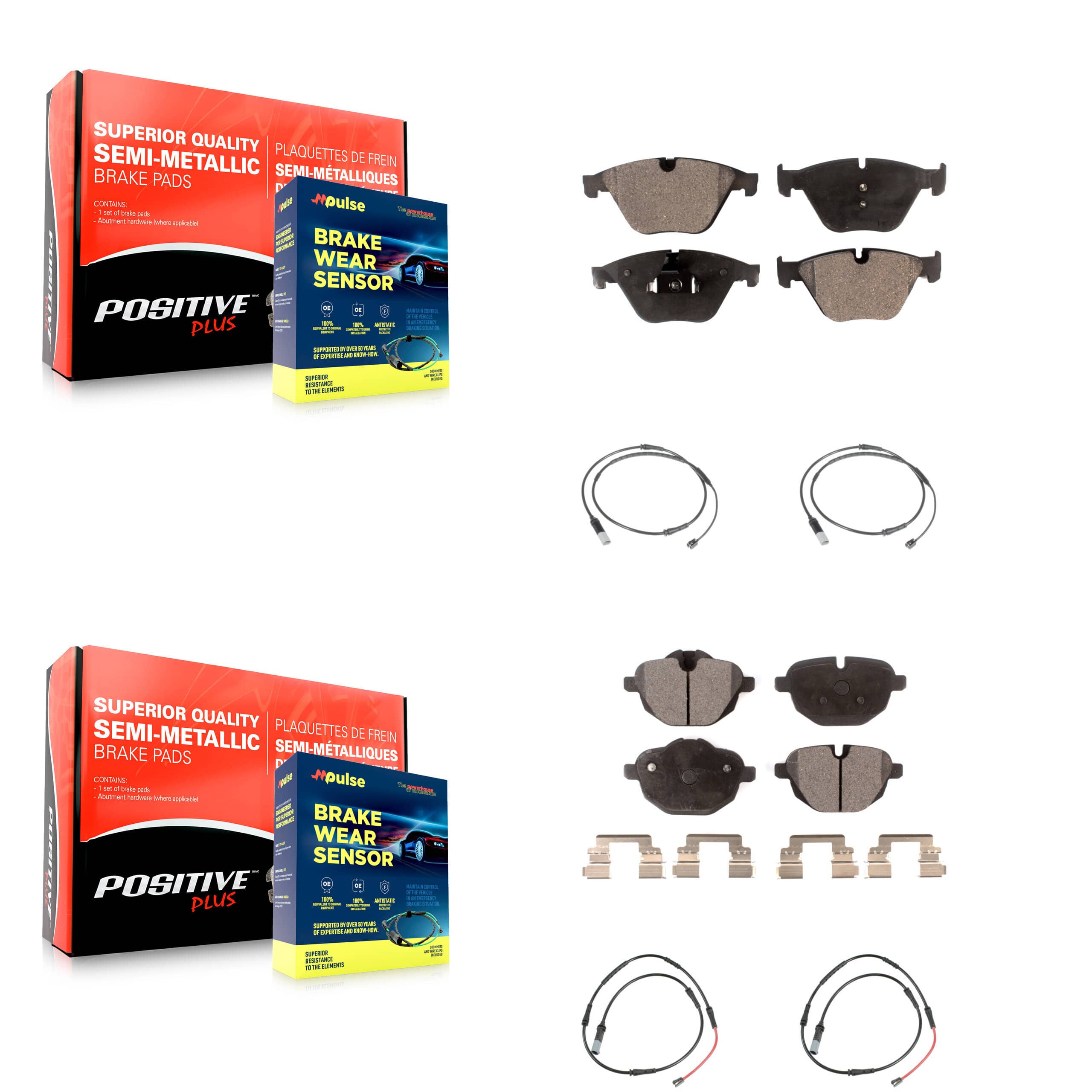 Positive Plus - KPW-101494 - Front and Rear Disc Brake Pad Kits