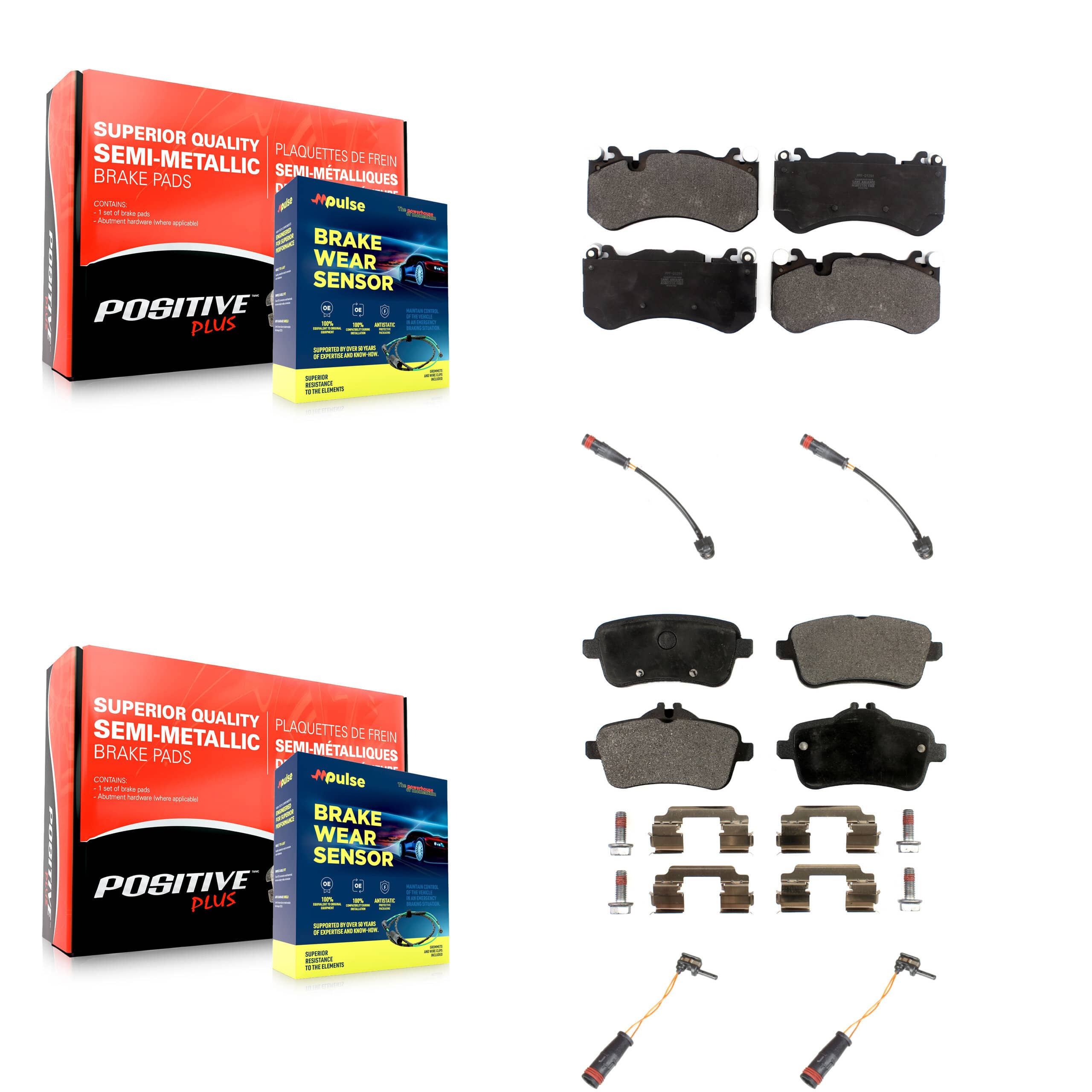 Positive Plus - KPW-101500 - Front and Rear Disc Brake Pad Kits