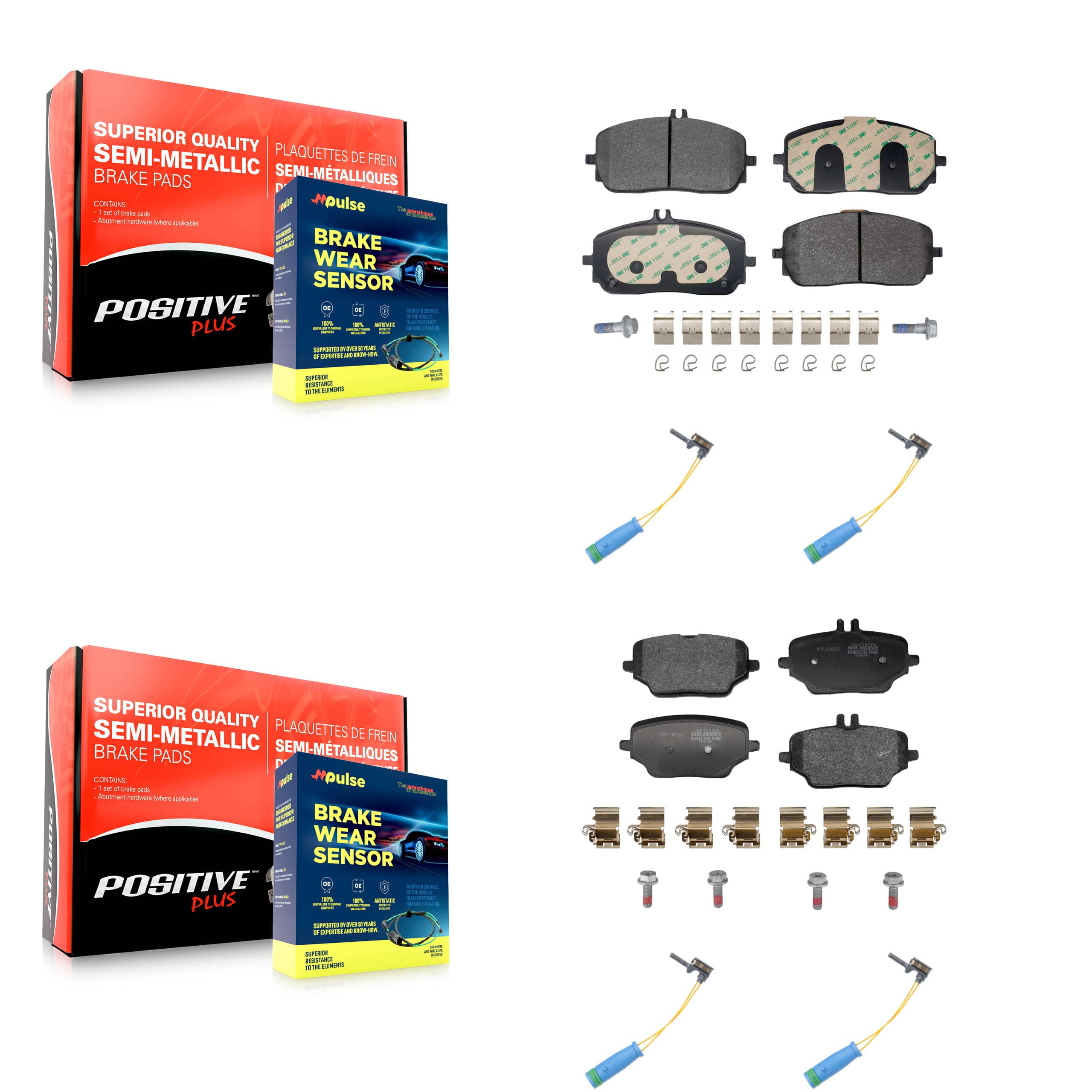 Positive Plus - KPW-101519 - Front and Rear Disc Brake Pad Kits