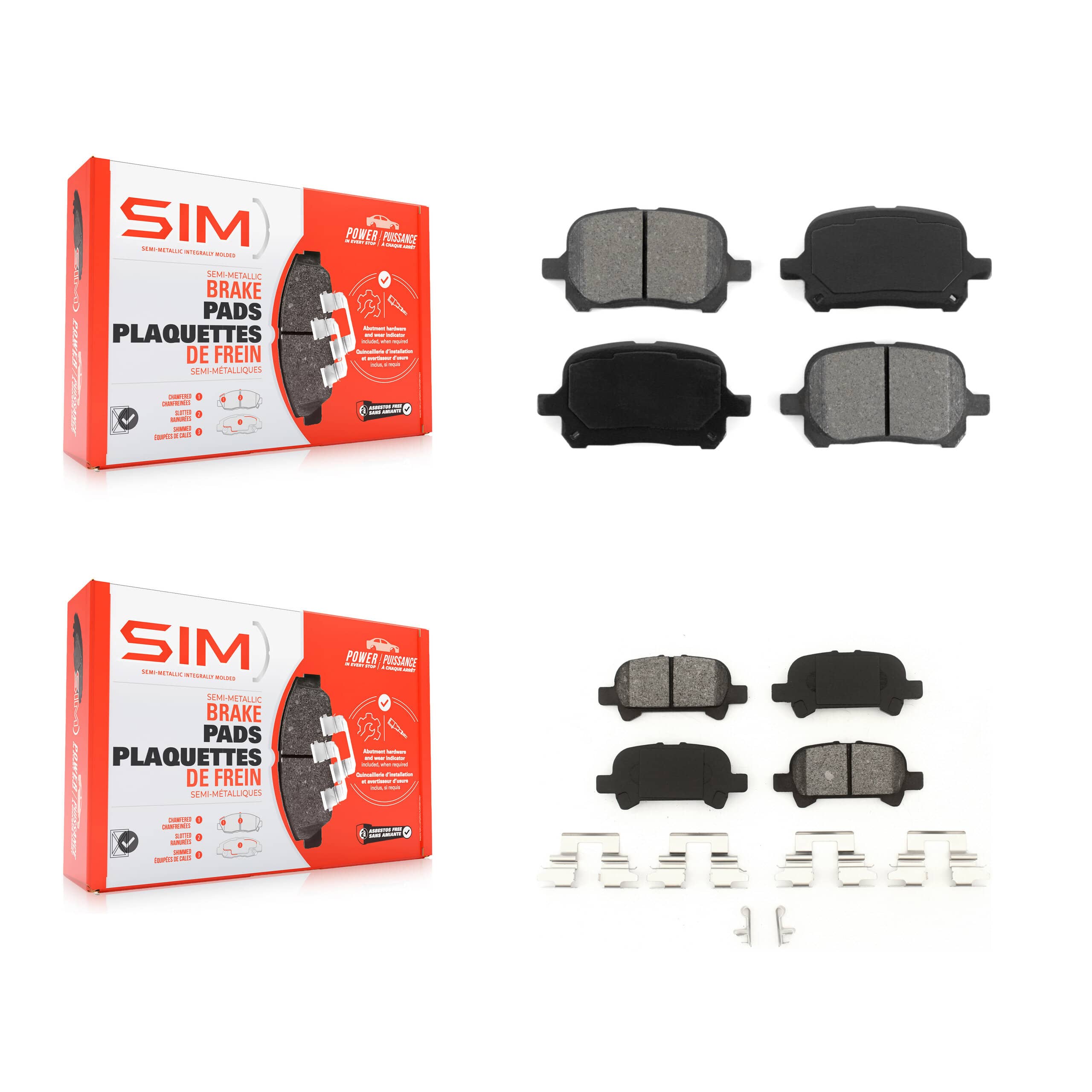 SIM - KSM-100308 - Front and Rear Disc Brake Pad Kits