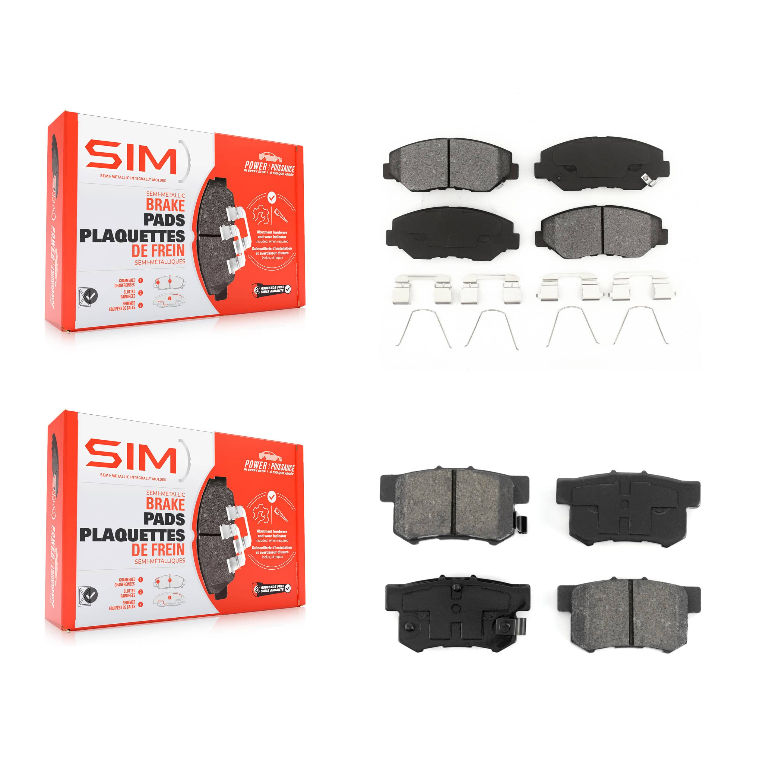 SIM - KSM-100408 - Front and Rear Disc Brake Pad Kits