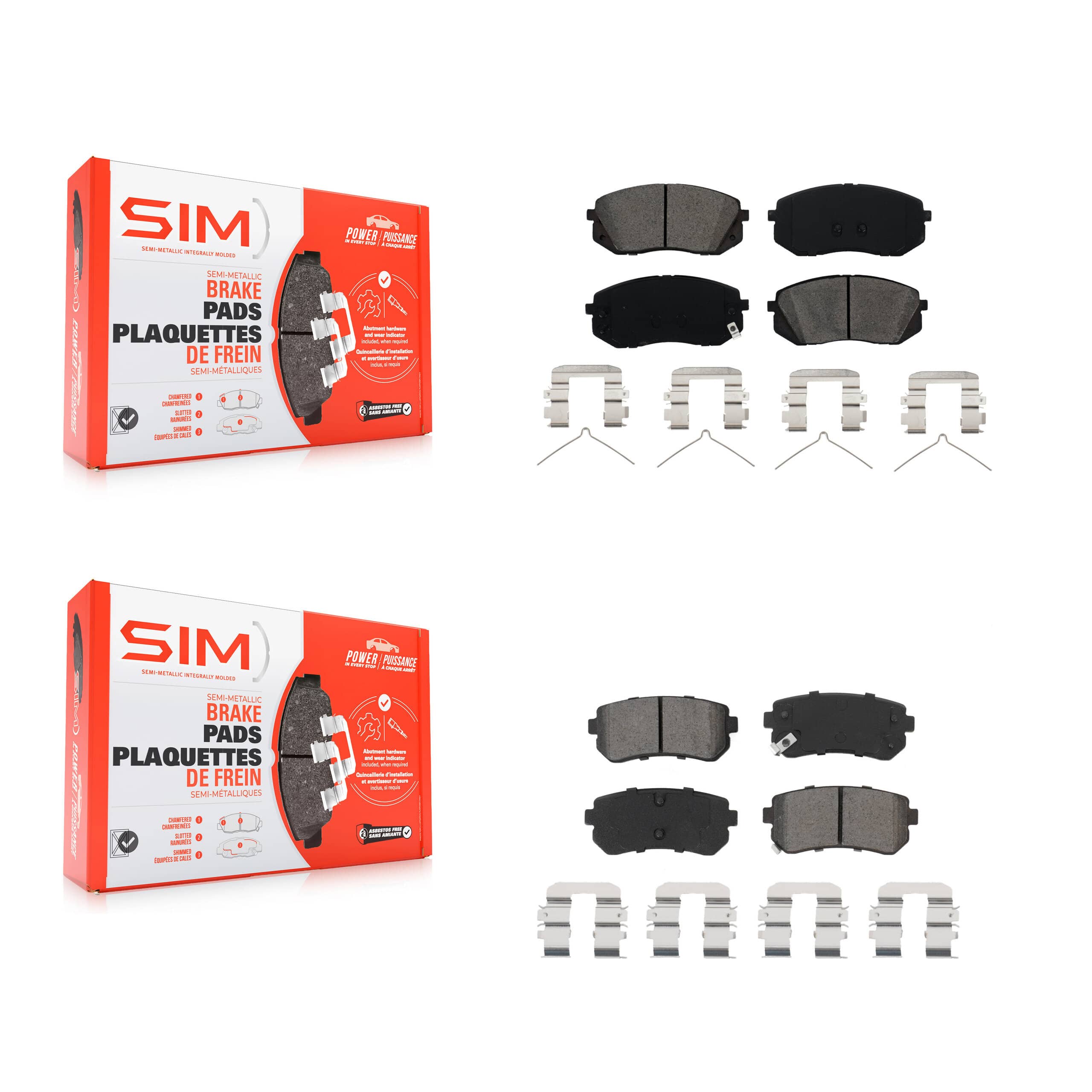 SIM - KSM-100521 - Front and Rear Disc Brake Pad Kits