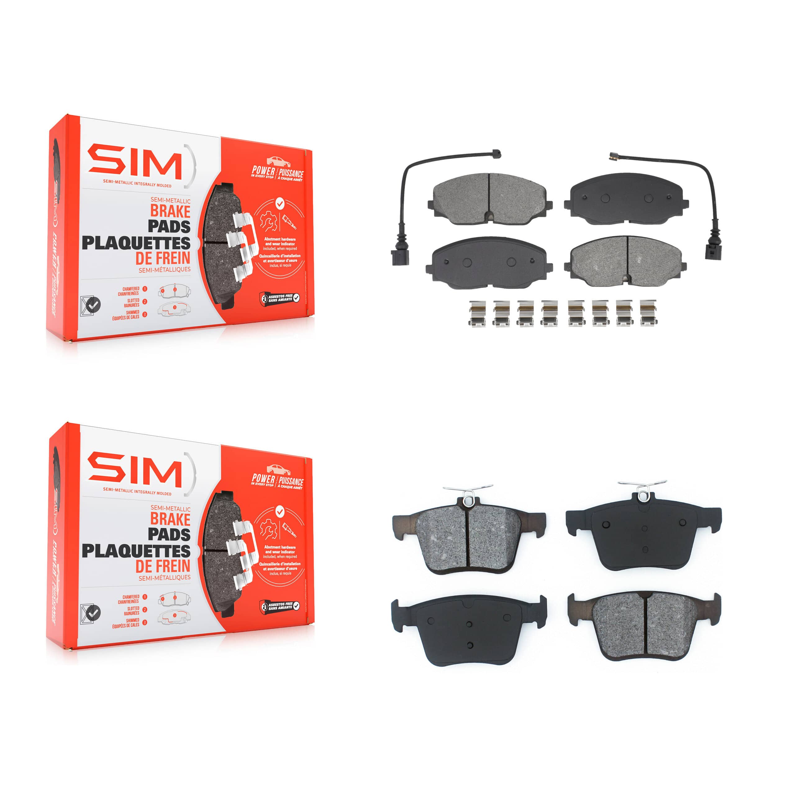 SIM - KSM-100608 - Front and Rear Disc Brake Pad Kits