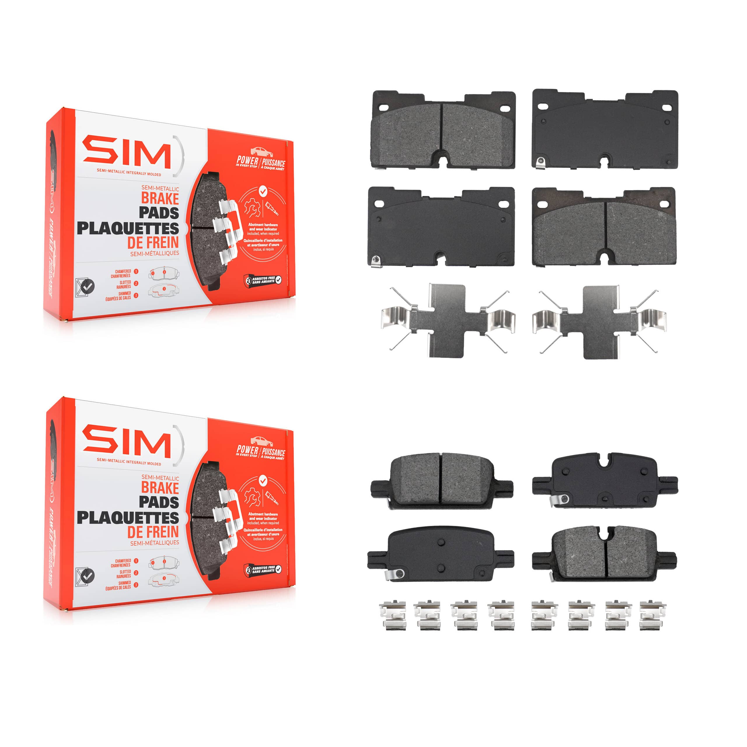 SIM - KSM-100614 - Front and Rear Disc Brake Pad Kits