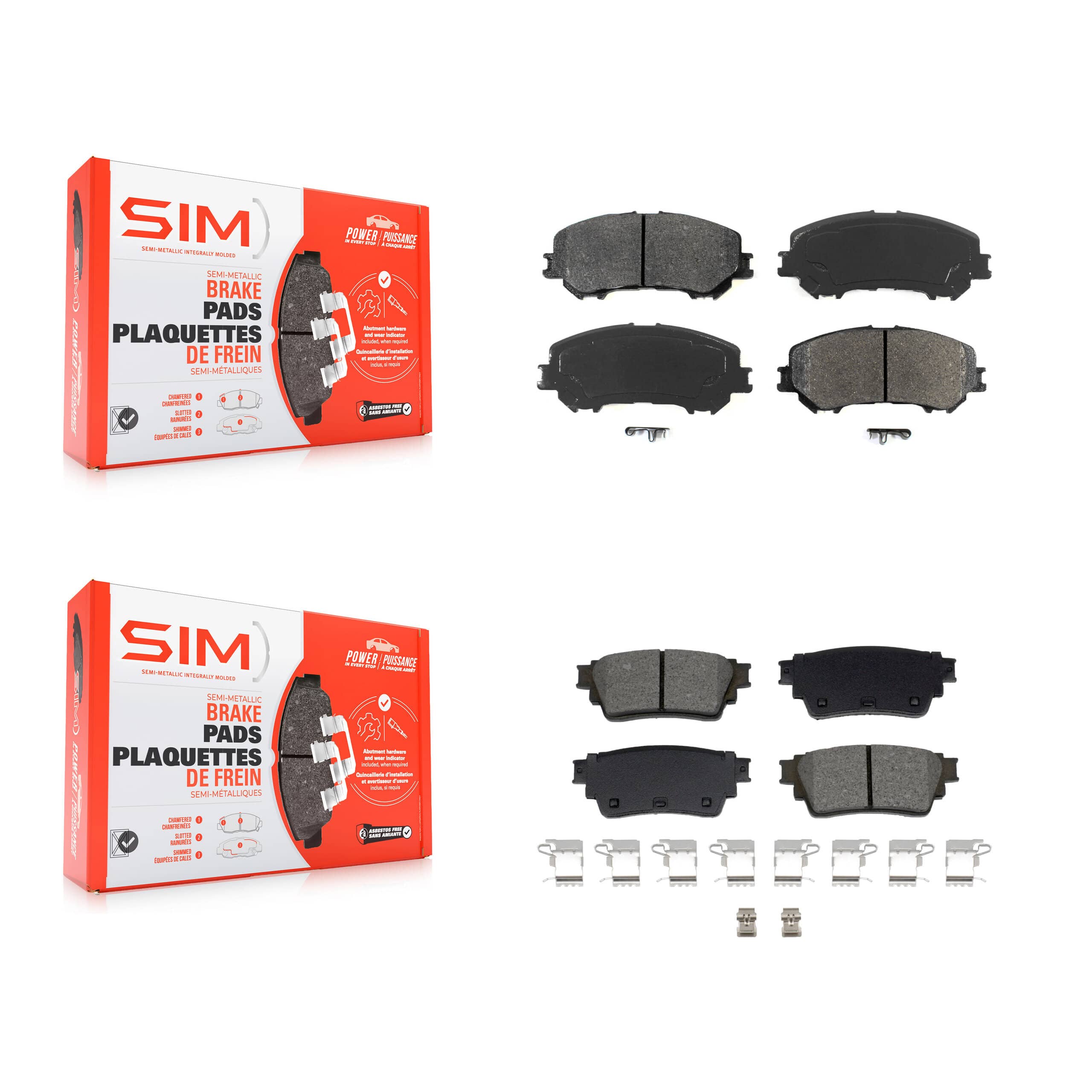 SIM - KSM-100707 - Front and Rear Disc Brake Pad Kits
