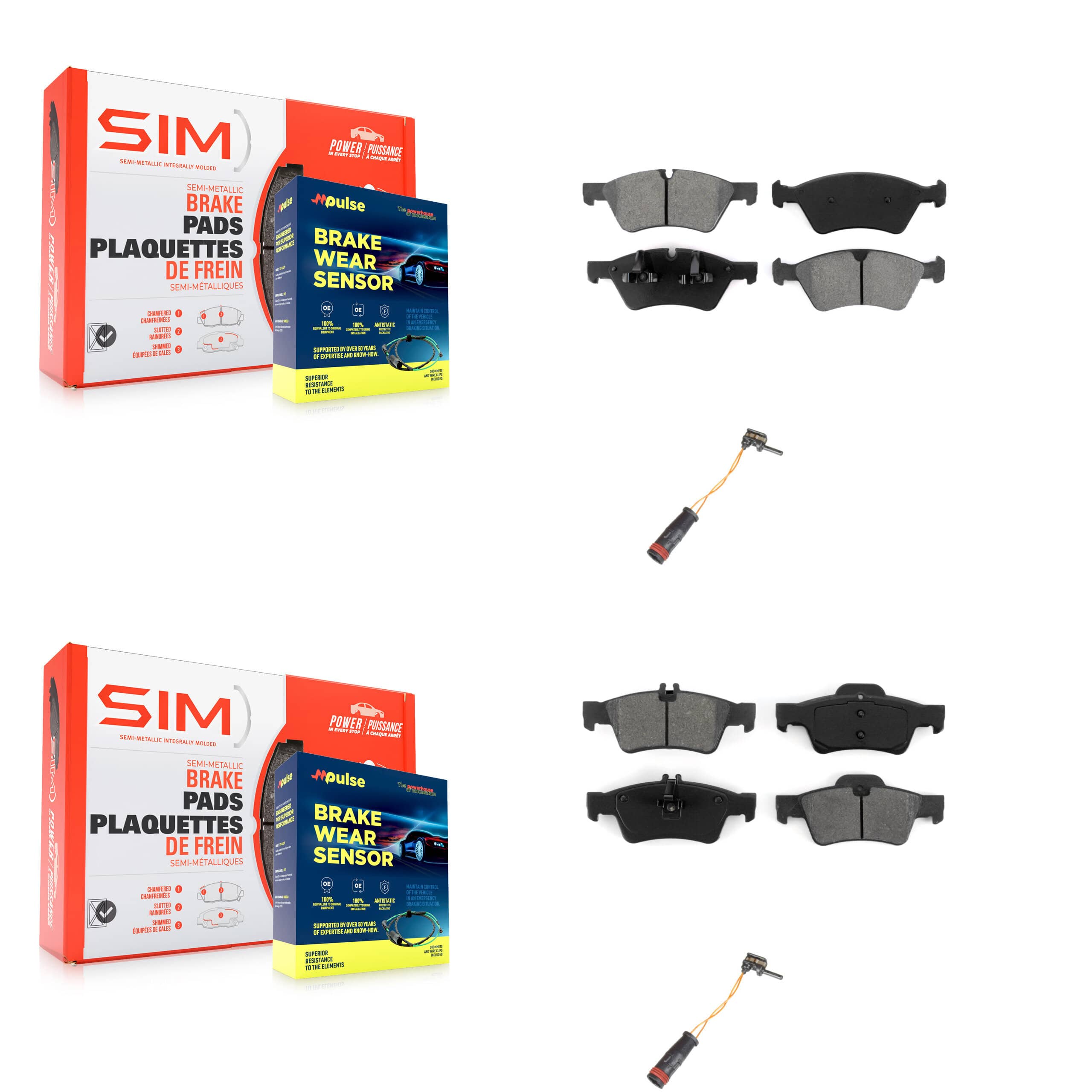 SIM - KSW-100017 - Front and Rear Disc Brake Pad Kits