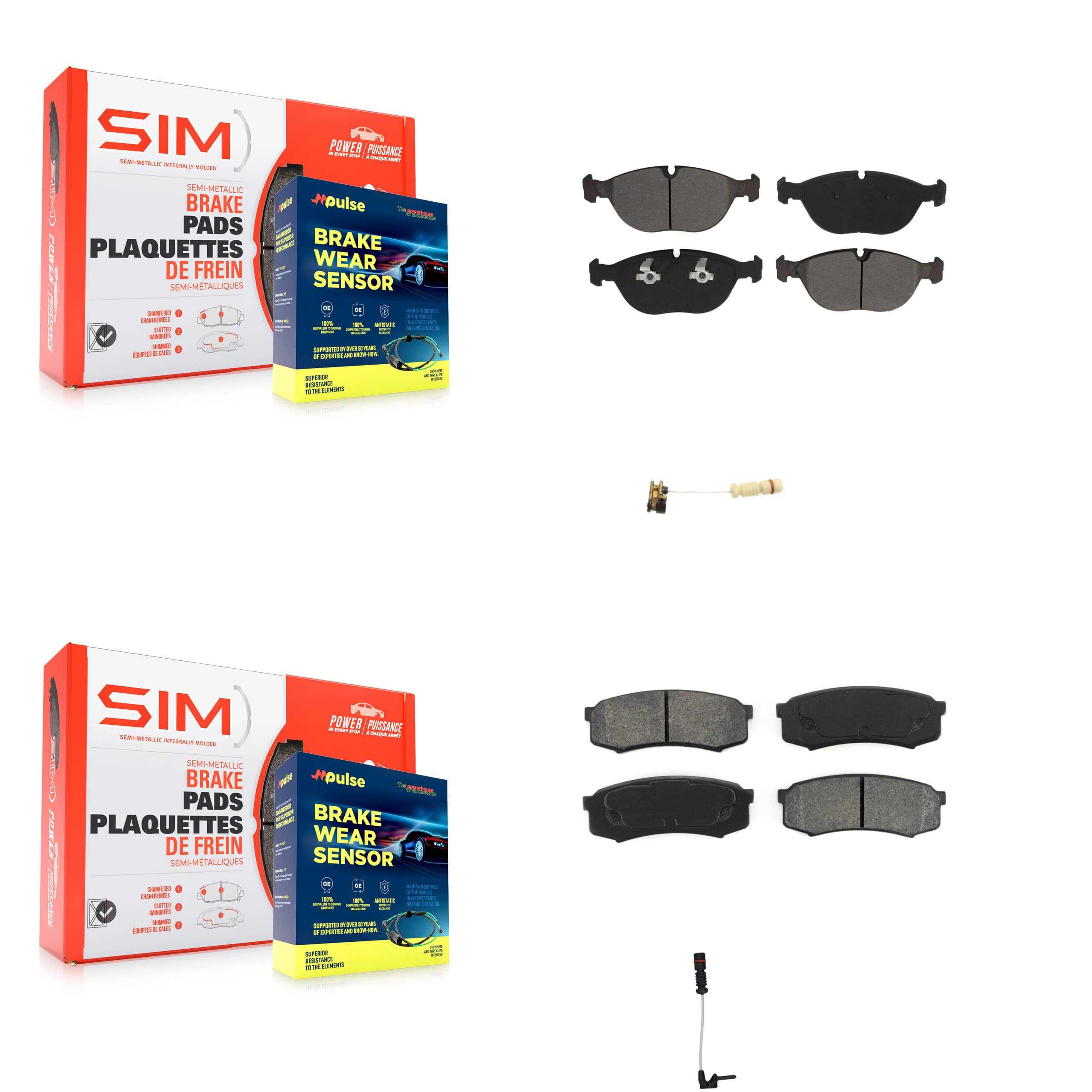 SIM - KSW-100019 - Front and Rear Disc Brake Pad Kits