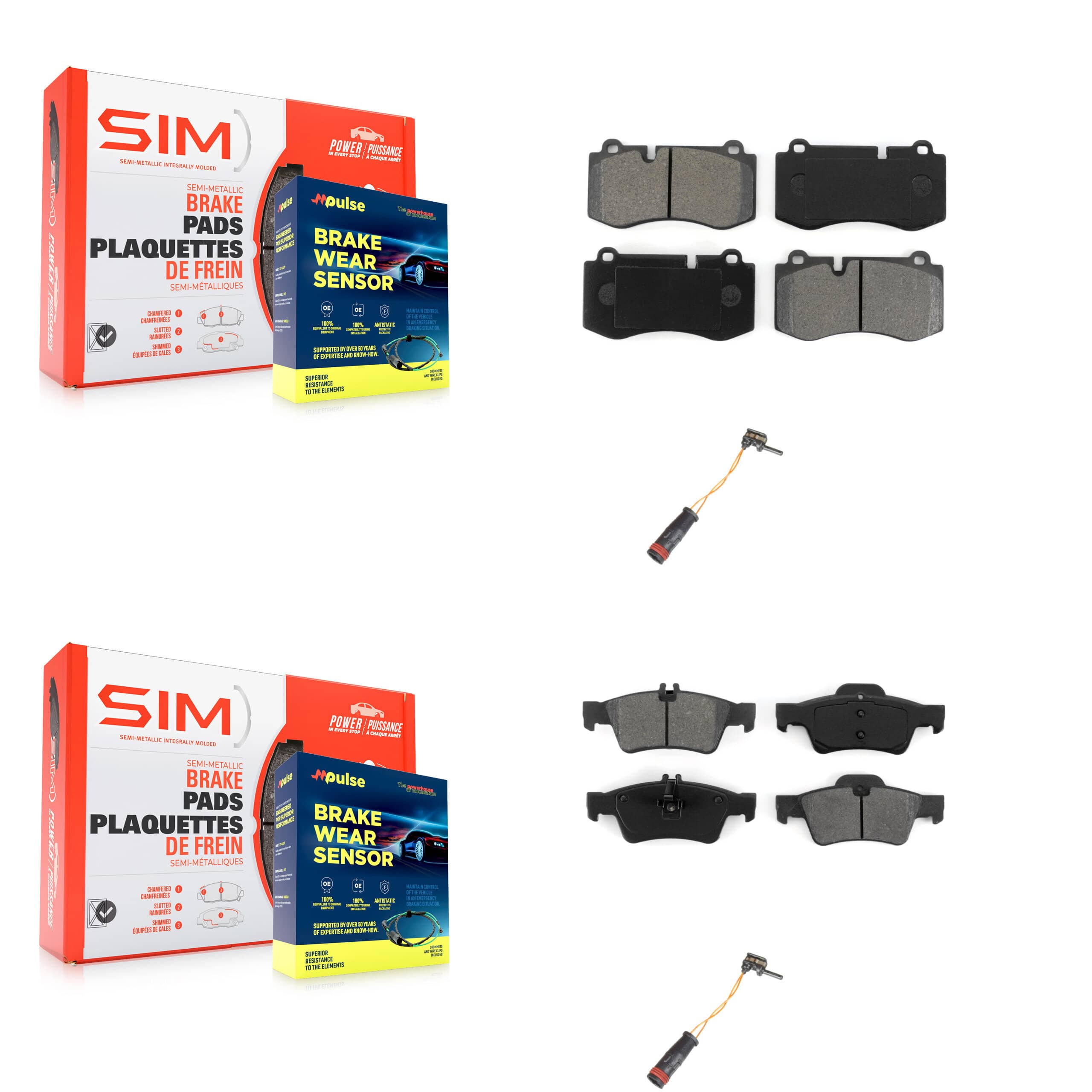 SIM - KSW-100033 - Front and Rear Disc Brake Pad Kits