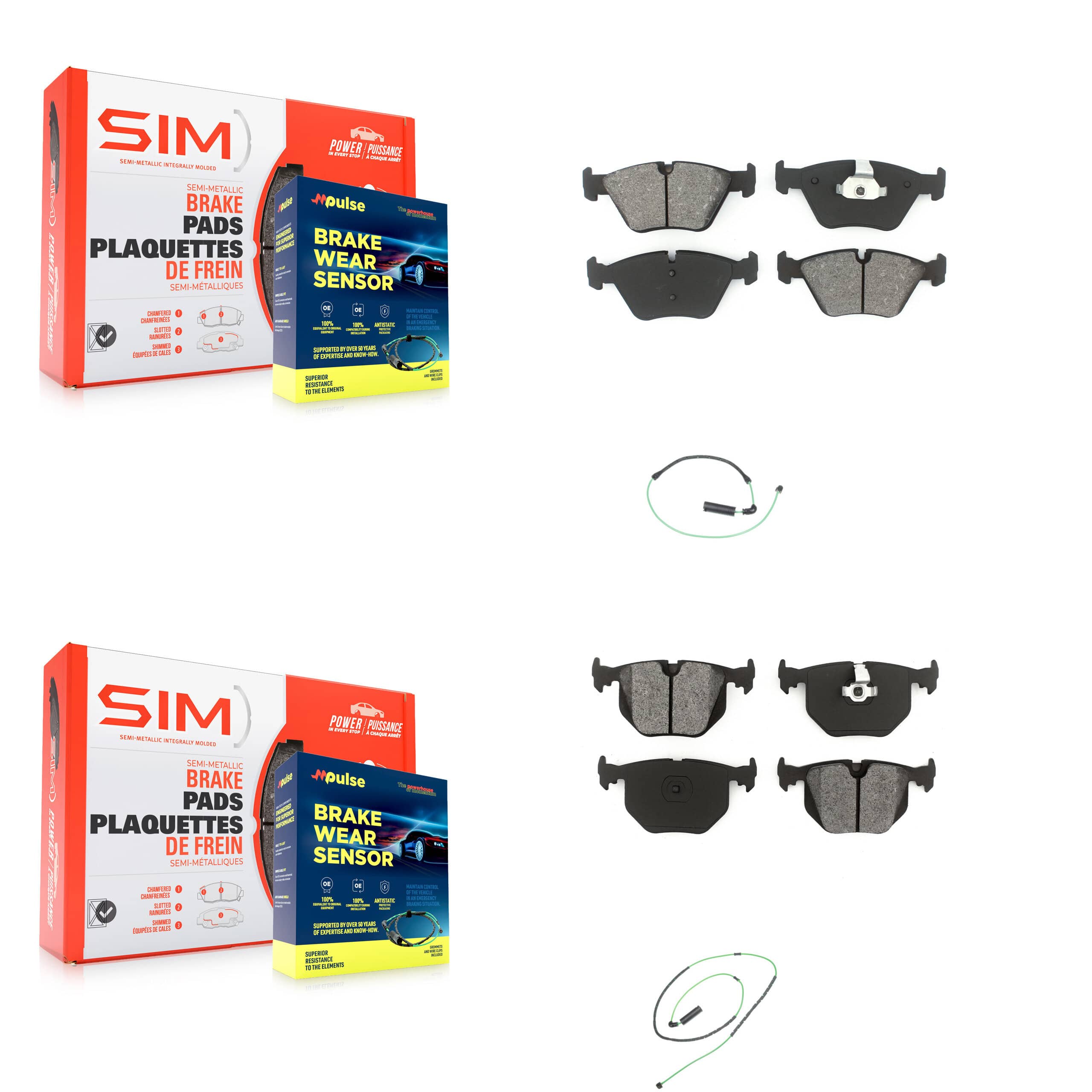 SIM - KSW-100102 - Front and Rear Disc Brake Pad Kits