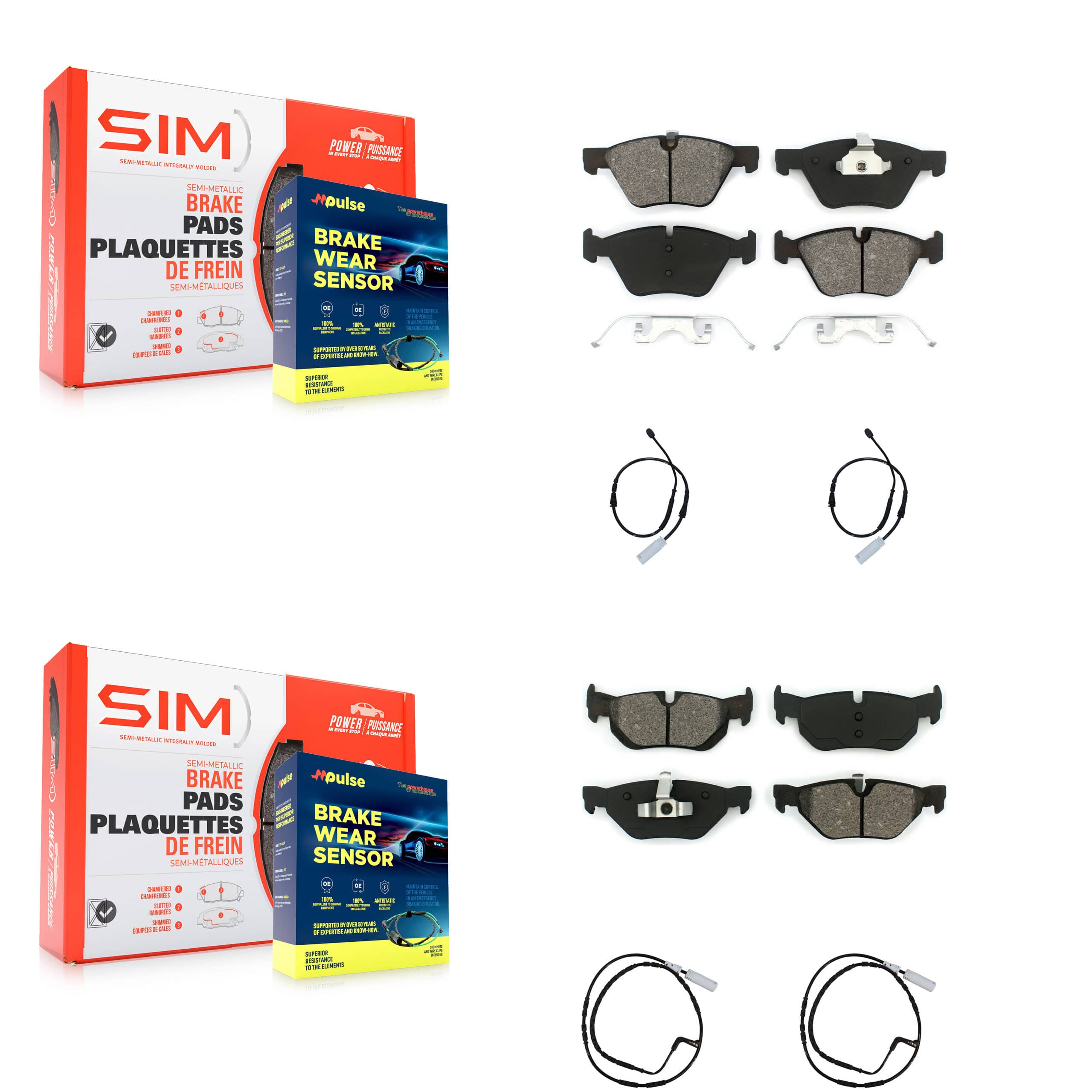 SIM - KSW-100125 - Front and Rear Disc Brake Pad Kits
