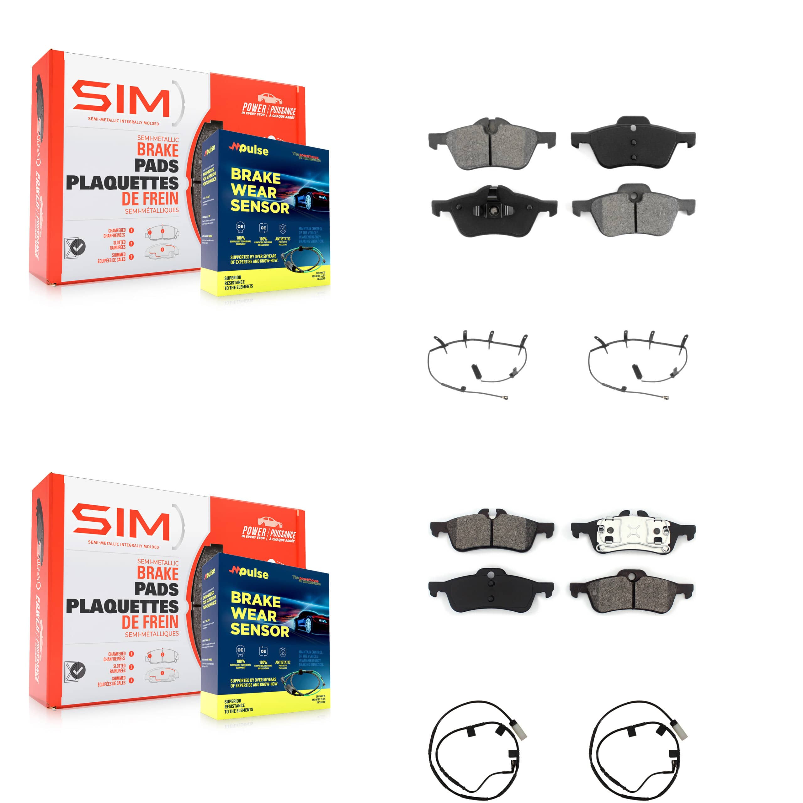 SIM - KSW-100153 - Front and Rear Disc Brake Pad Kits
