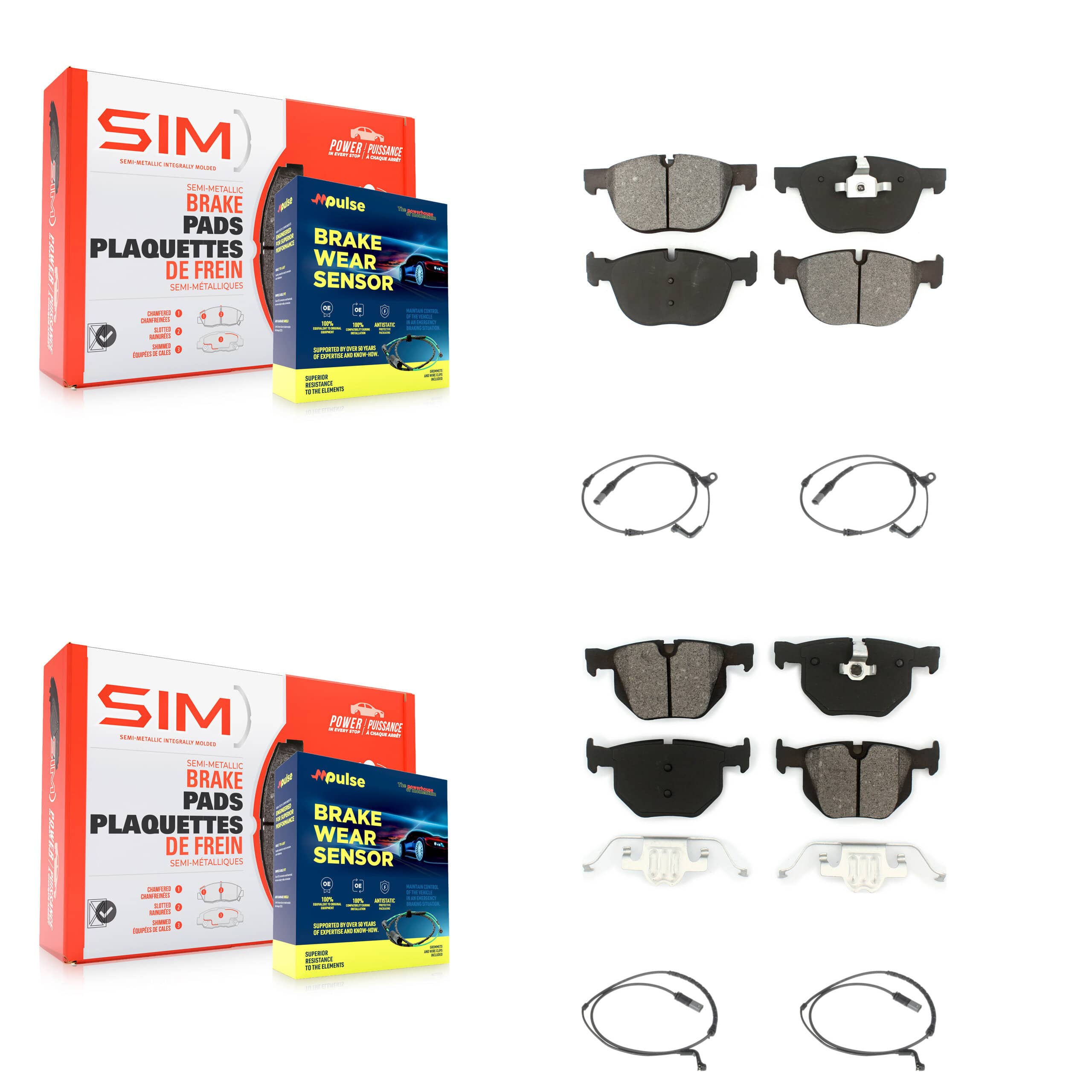 SIM - KSW-100190 - Front and Rear Disc Brake Pad Kits