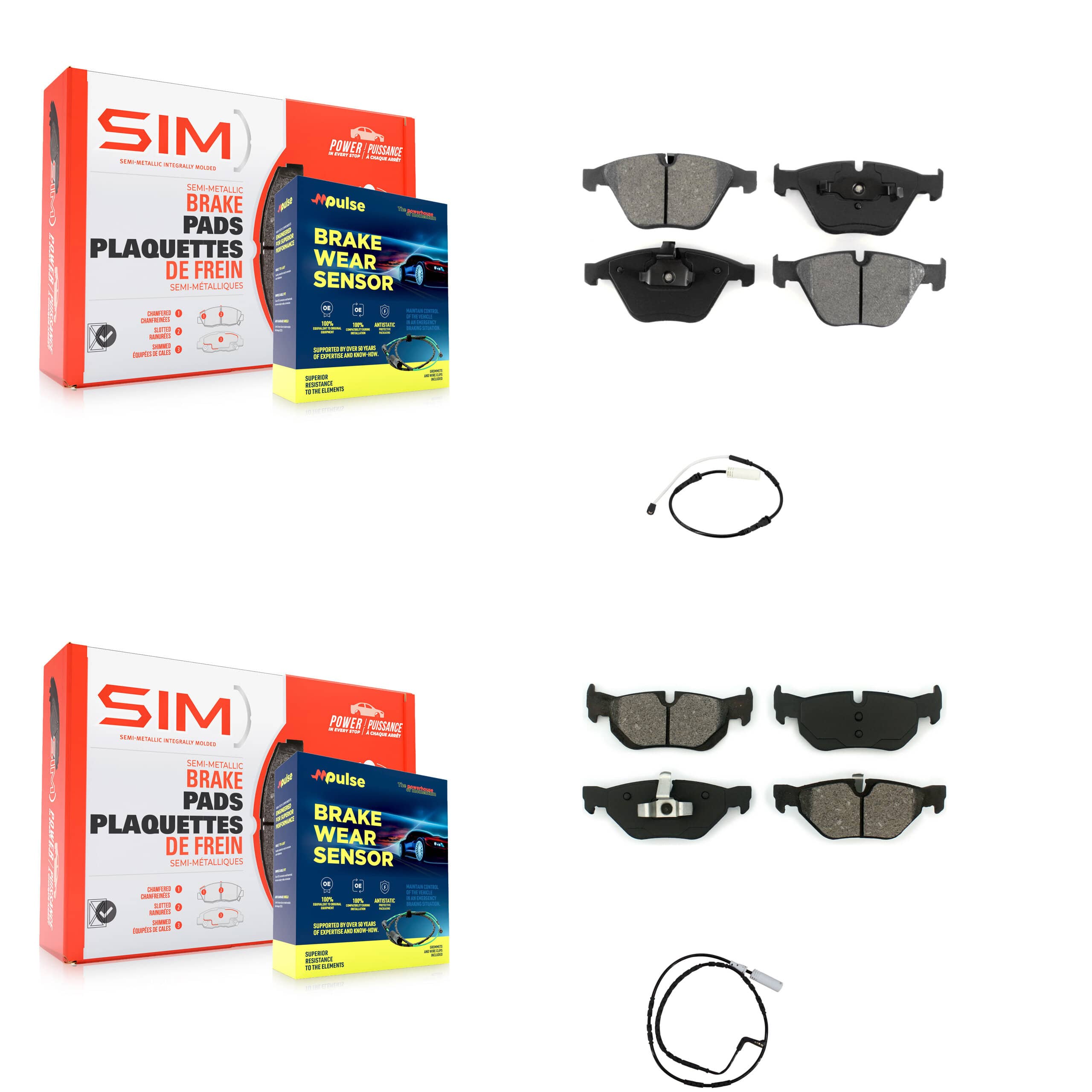 SIM - KSW-100676 - Front and Rear Disc Brake Pad Kits