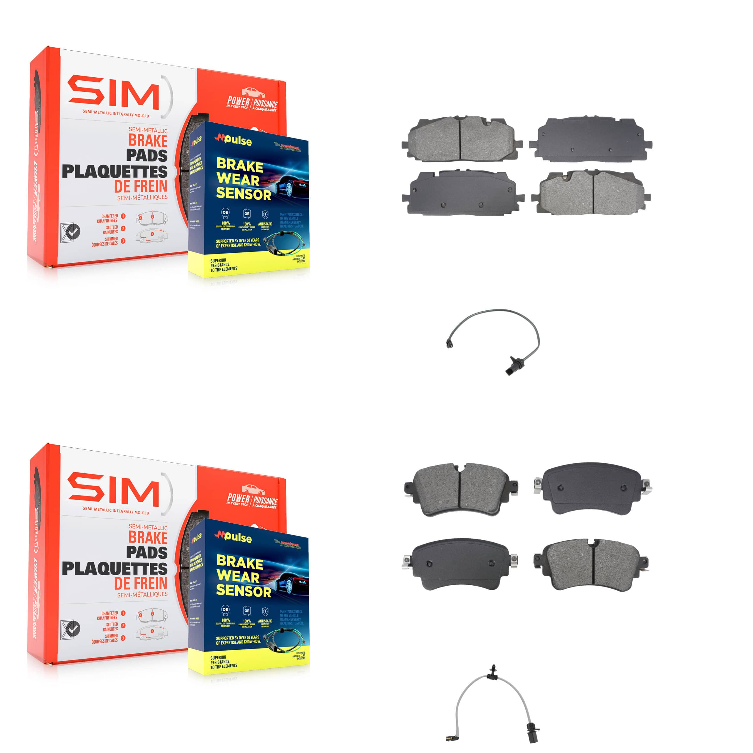 SIM - KSW-100746 - Front and Rear Disc Brake Pad Kits
