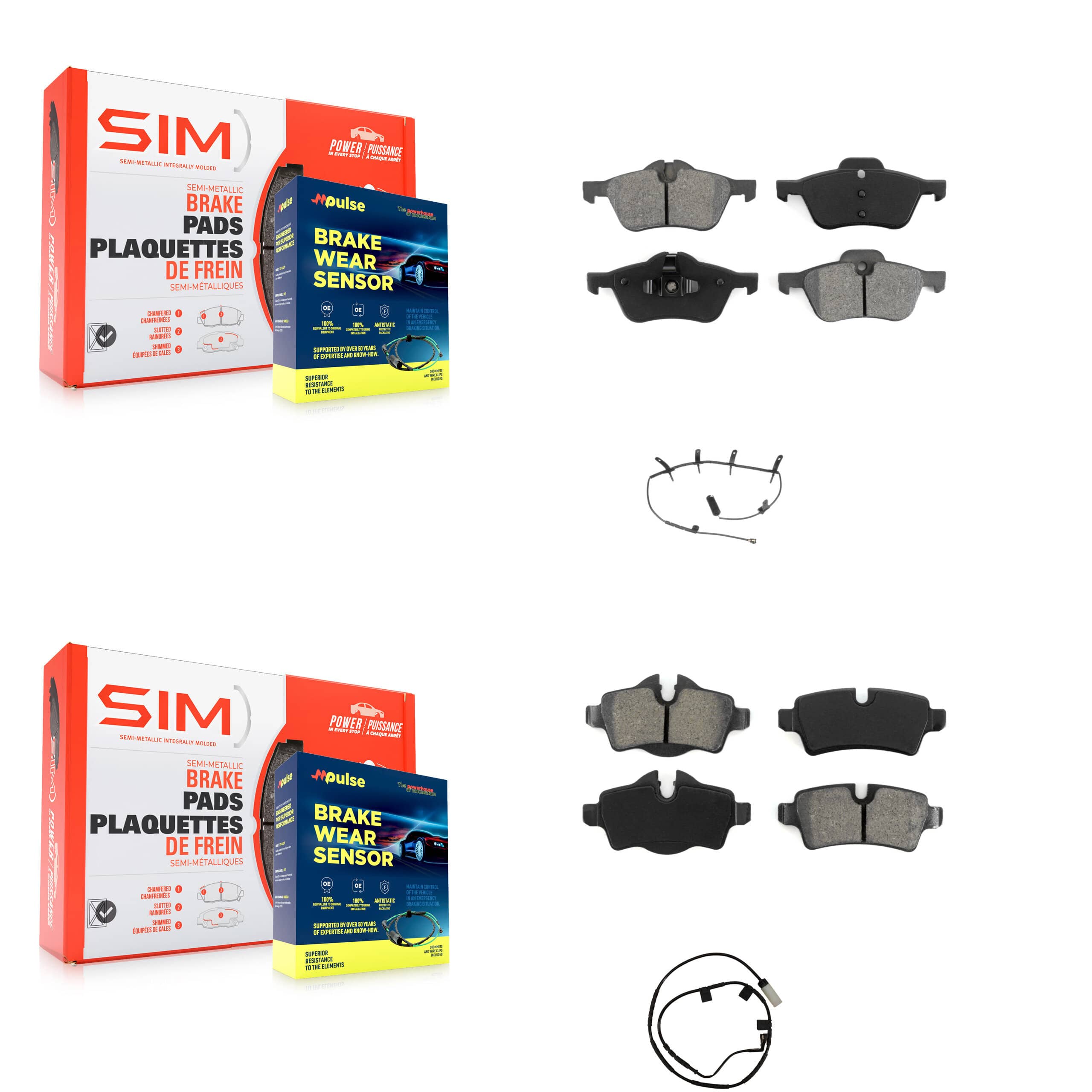 SIM - KSW-100866 - Front and Rear Disc Brake Pad Kits
