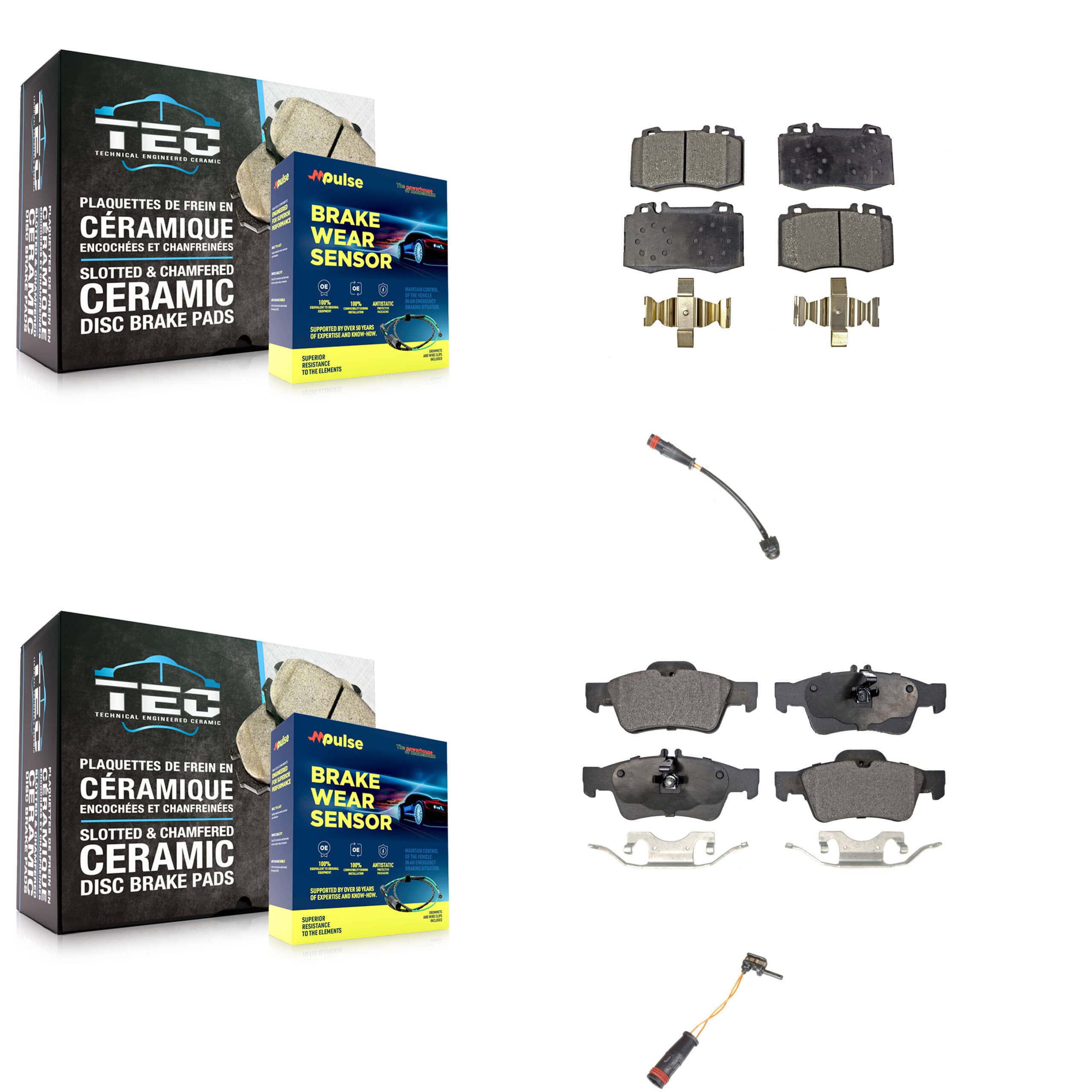 TEC - KTW-100445 - Front and Rear Disc Brake Pad Kits