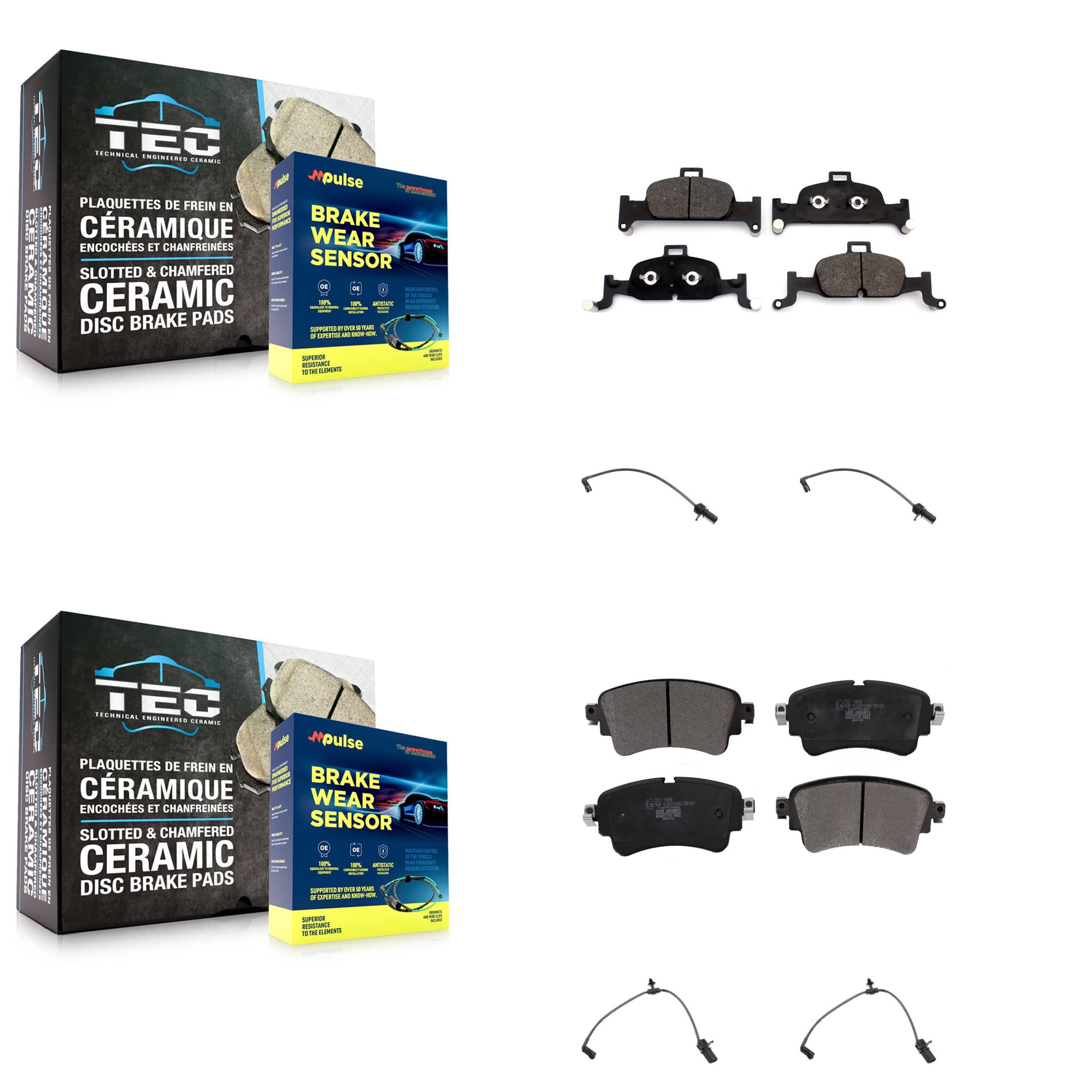 TEC - KTW-100629 - Front and Rear Disc Brake Pad Kits