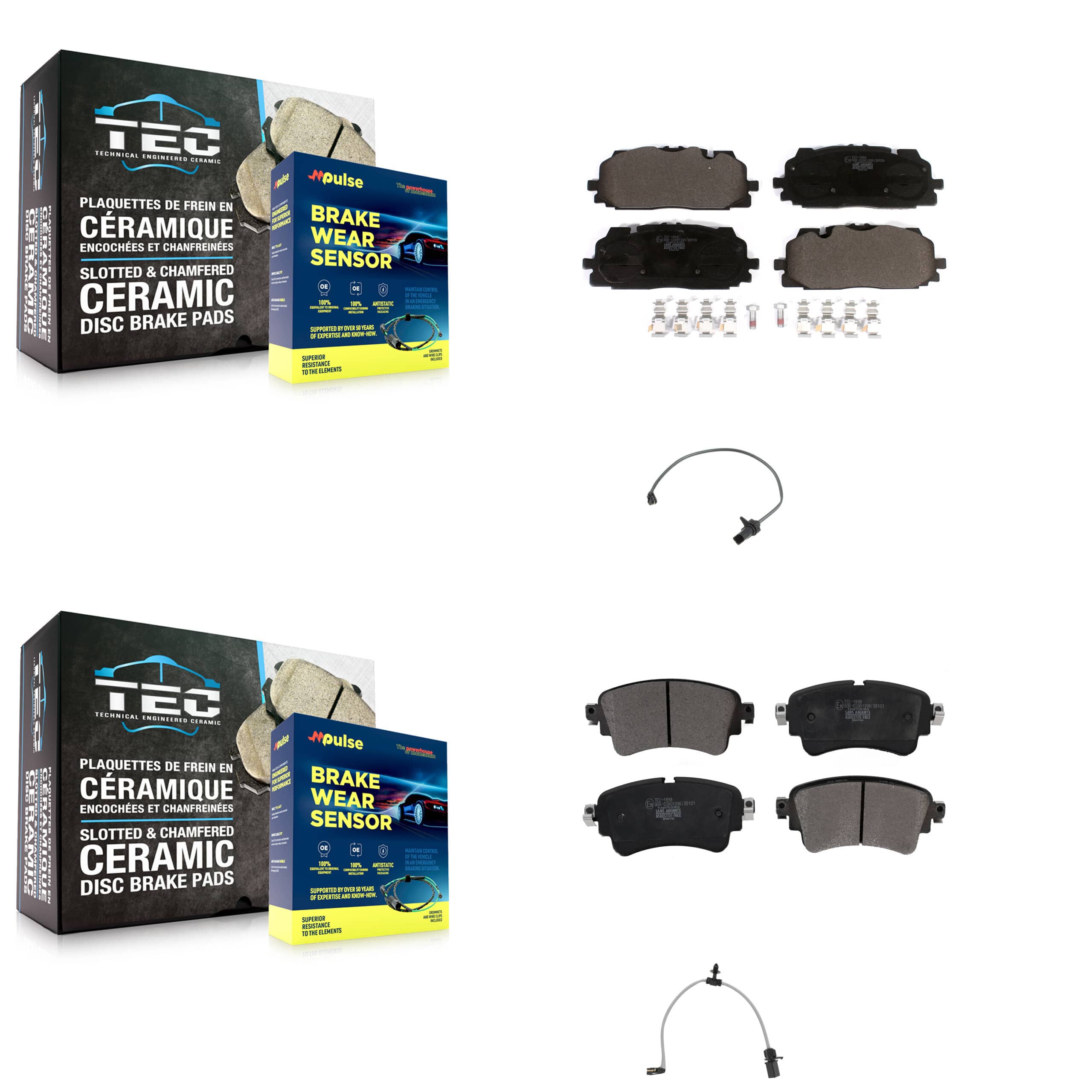 TEC - KTW-101551 - Front and Rear Disc Brake Pad Kits